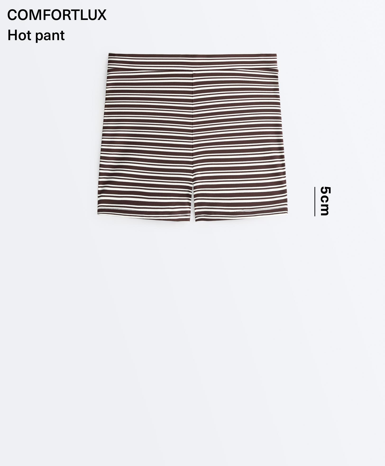 Comfortlux high-rise 5cm striped hot pants — DARK BROWN