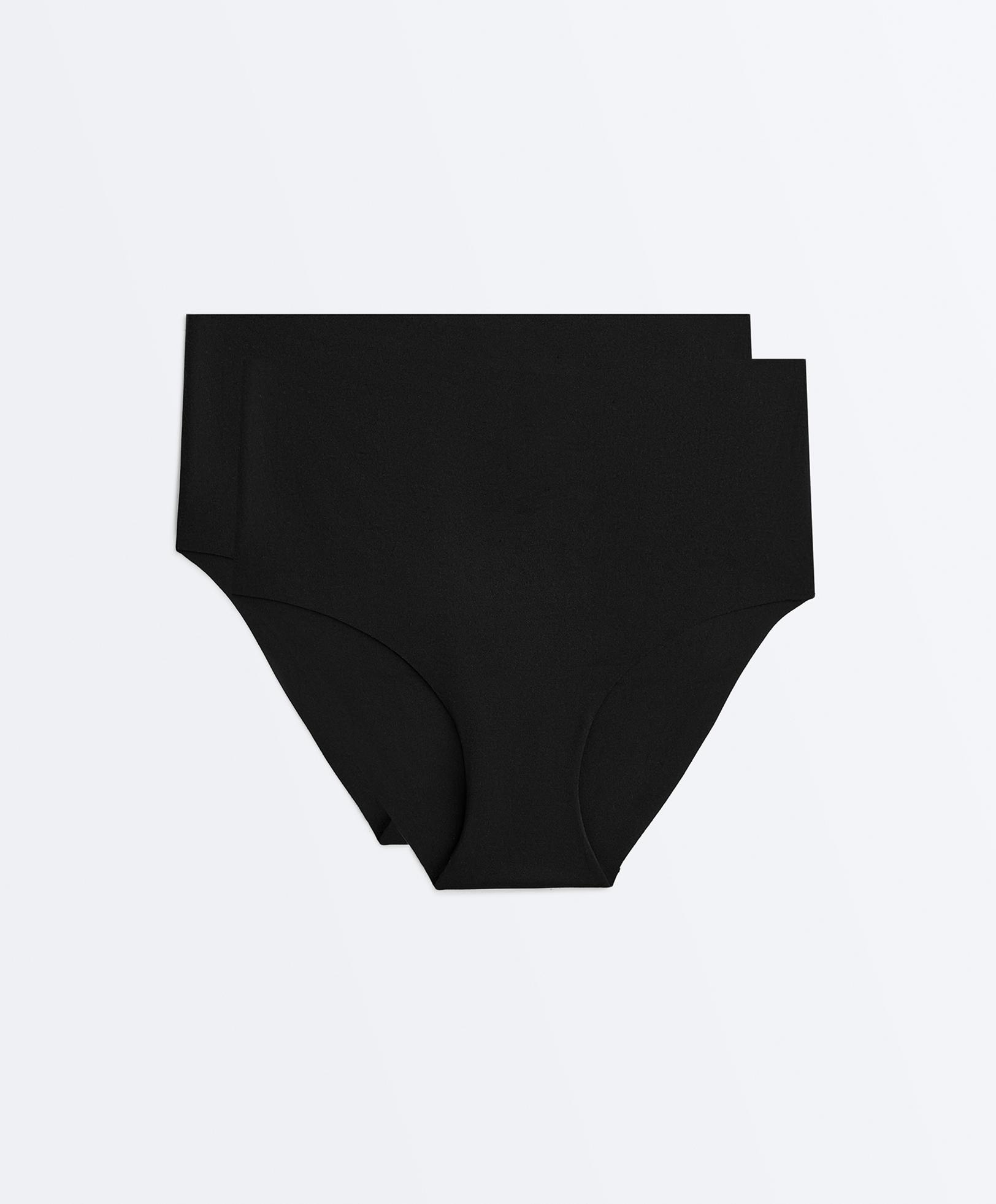 2 invisible polyamide blend mid-rise classic briefs — BLACK