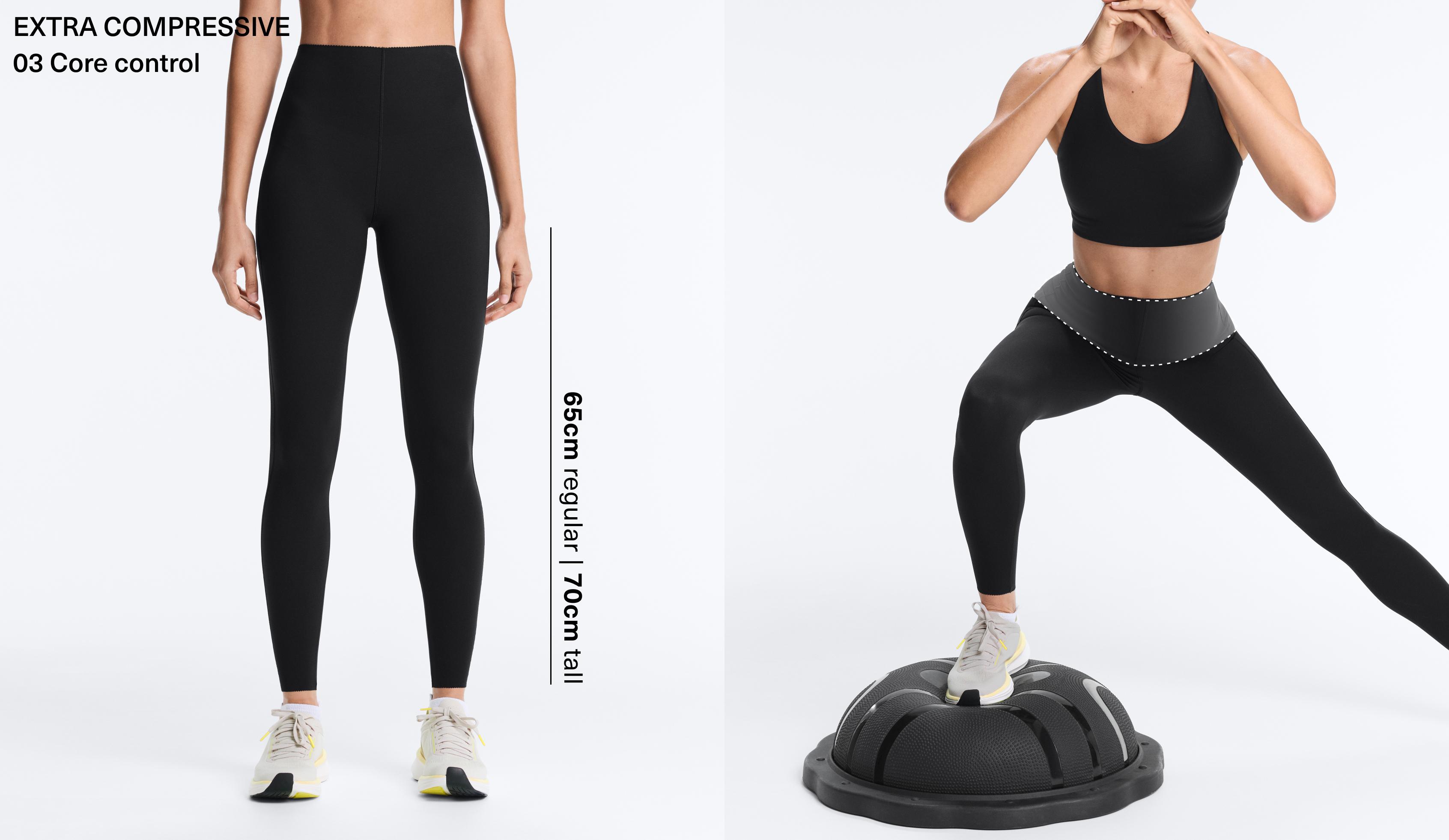 High-waisted Extra Compressive core control ankle-length leggings — BLACK