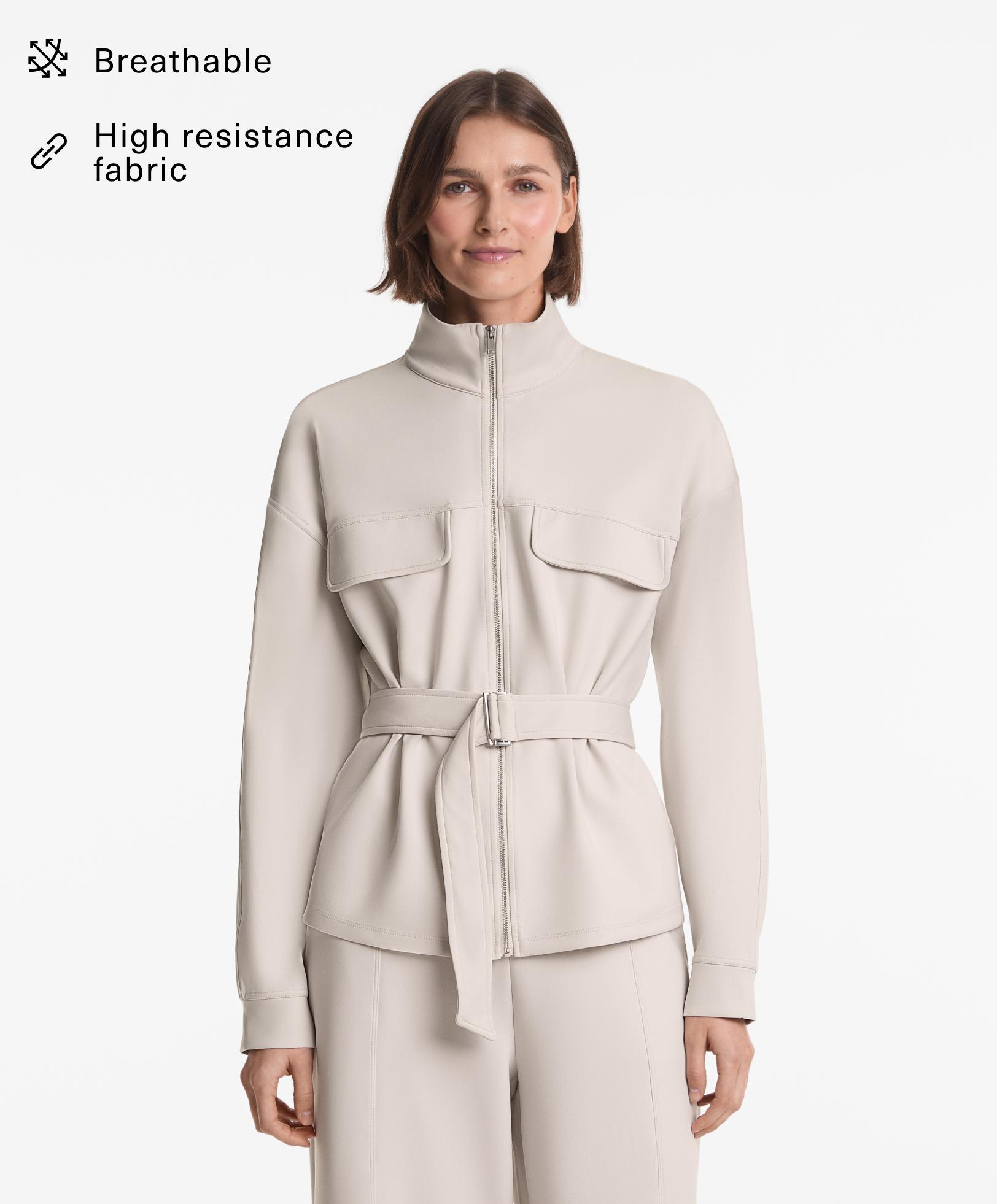 Neoprene-effect belted jacket - Sale
