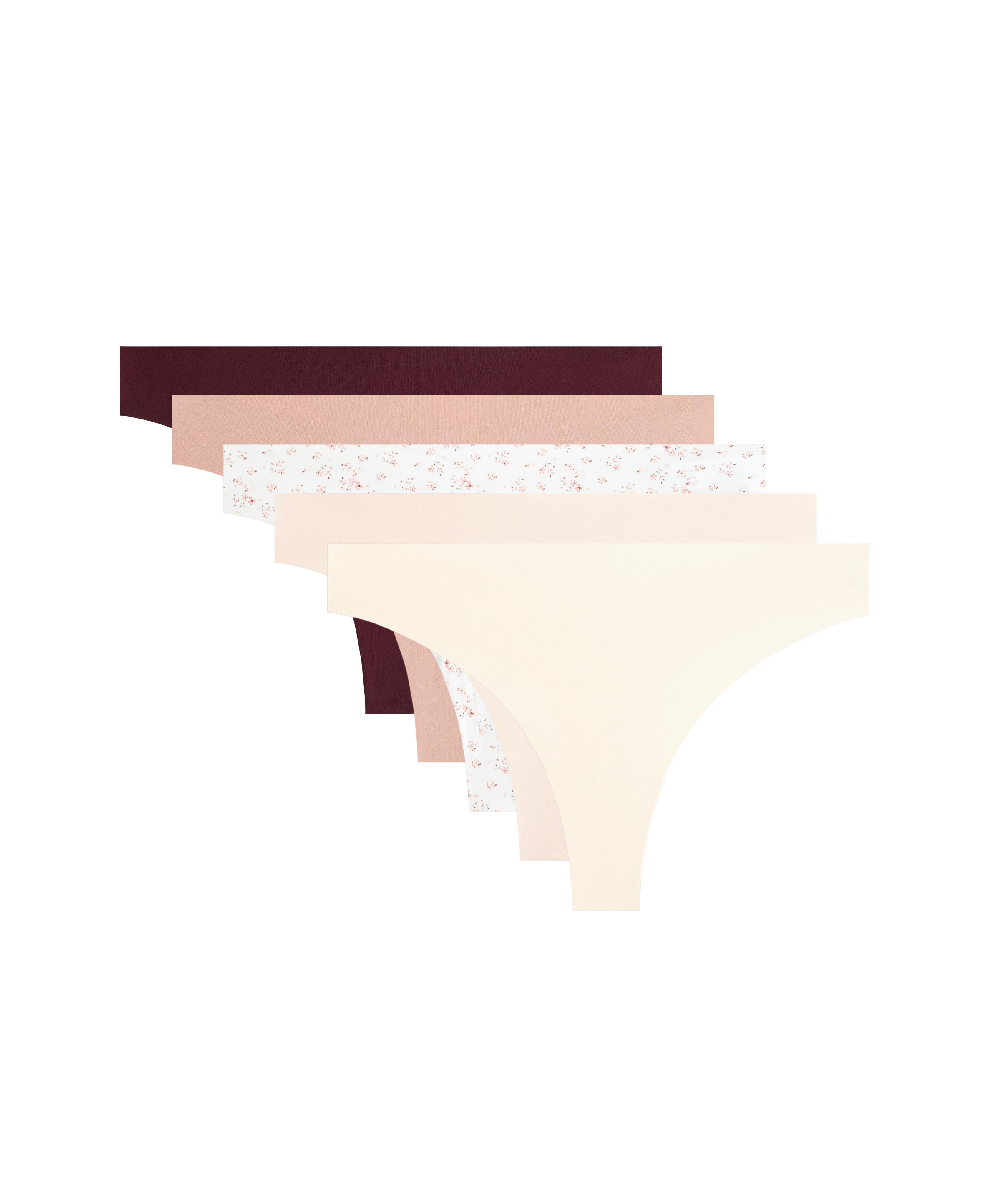 5 invisible laser-cut polyamide blend thongs — SOFT PINK