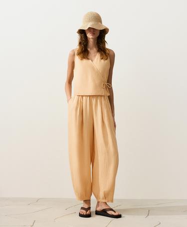 100% linen balloon trousers — BURNT YELLOW 5