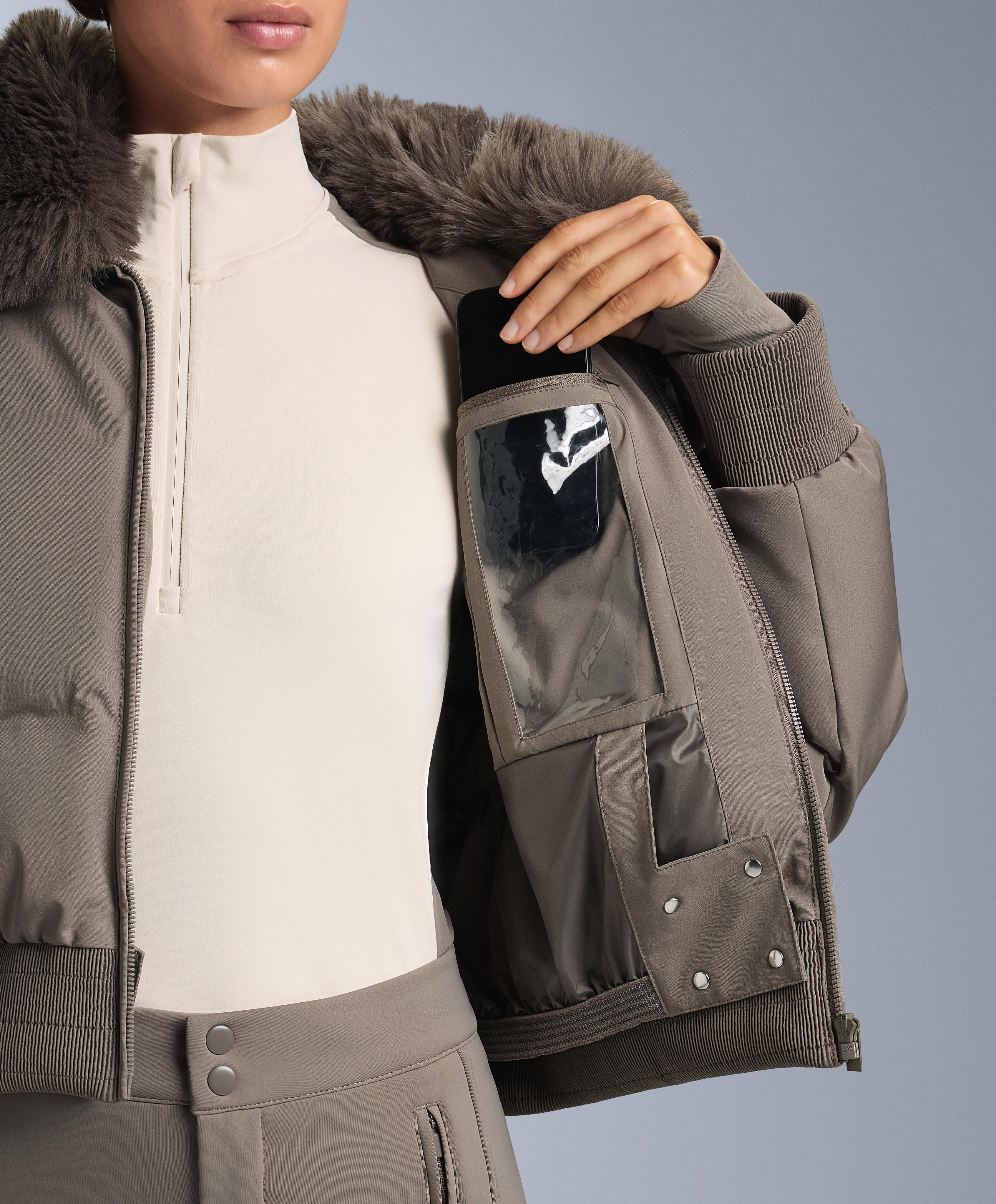 MINARDI PIUME SKI water-resistant 80% down and 20% feather jacket — DARK TAUPE