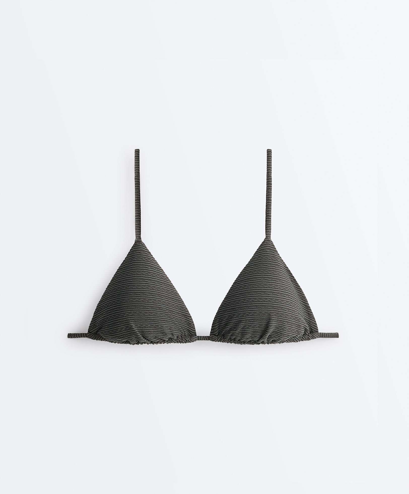 Washed effect jacquard triangle bikini — WASHED ANTHRACITE
