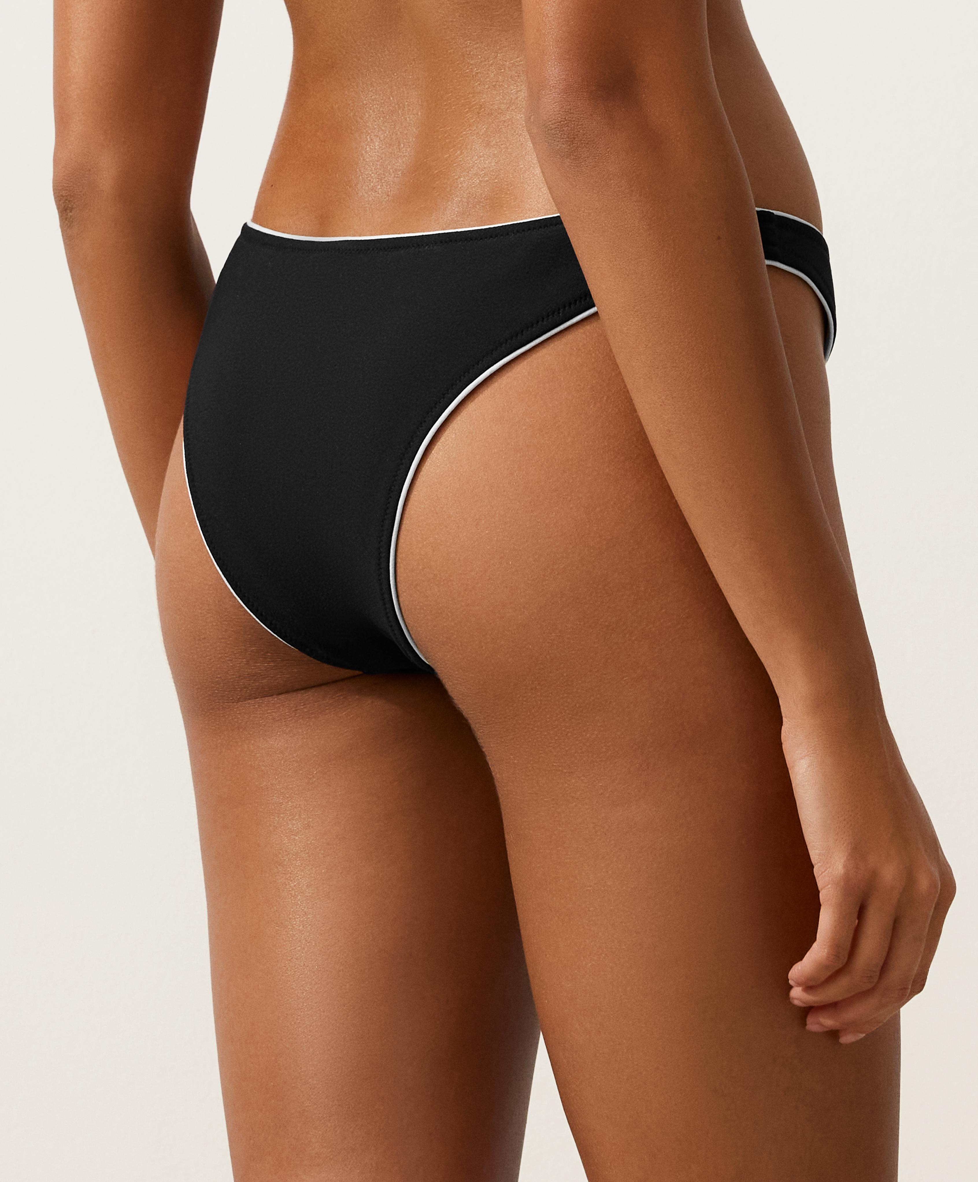 U-cut piping medium-coverage bikini briefs — BLACK