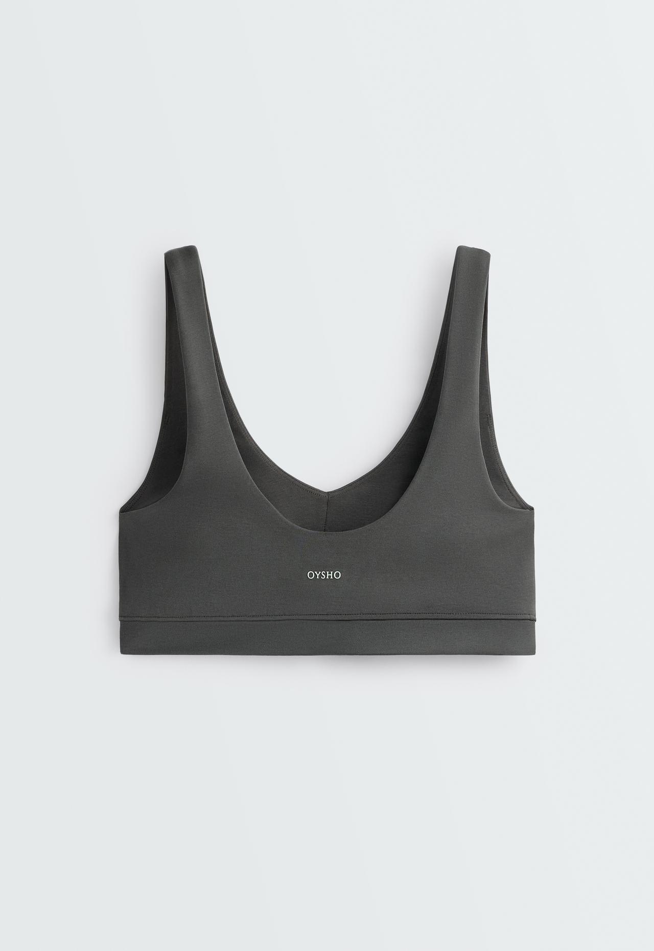 Cotton blend medium-support sports bra — ANTHRACITE GREY