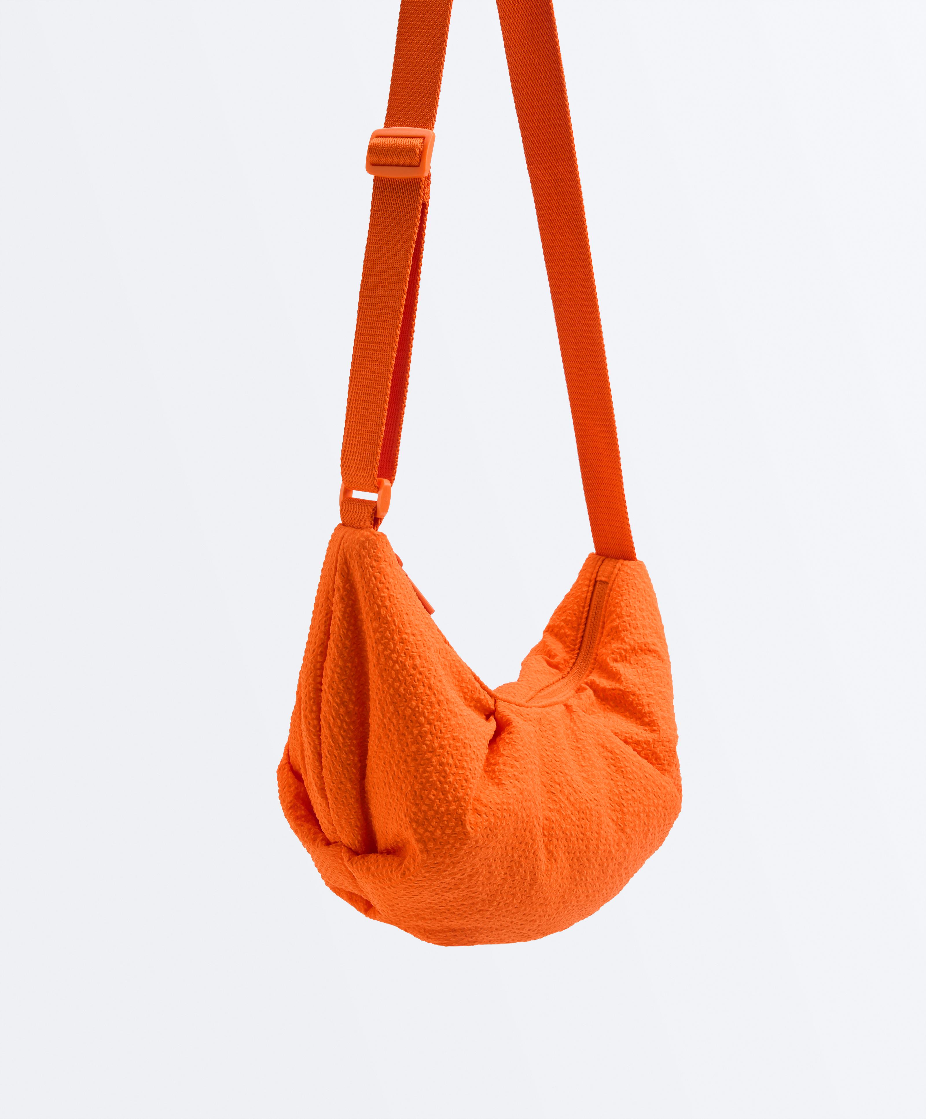 Quilted checked crossbody bag — ORANGE