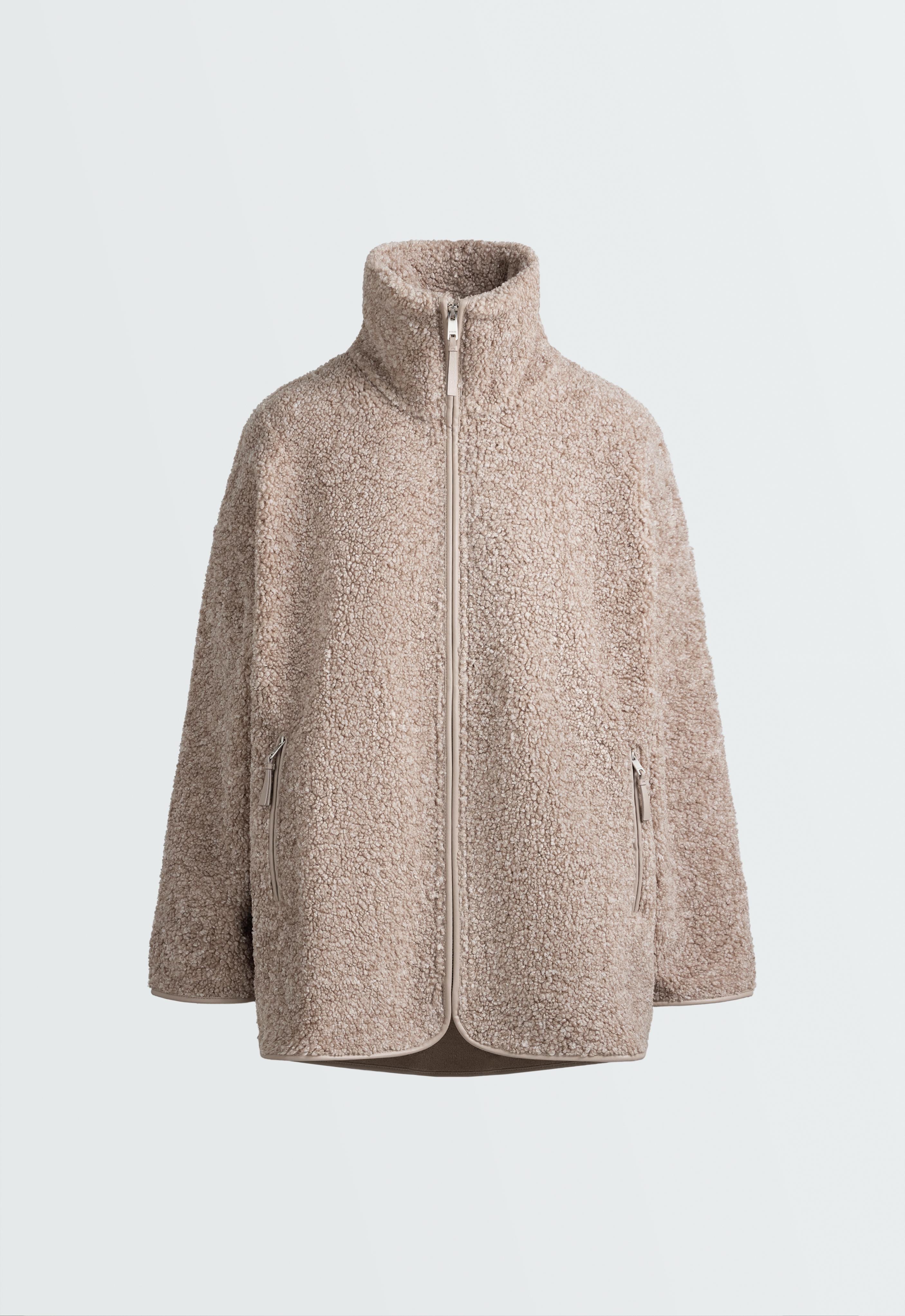 High-neck faux-shearling jacket