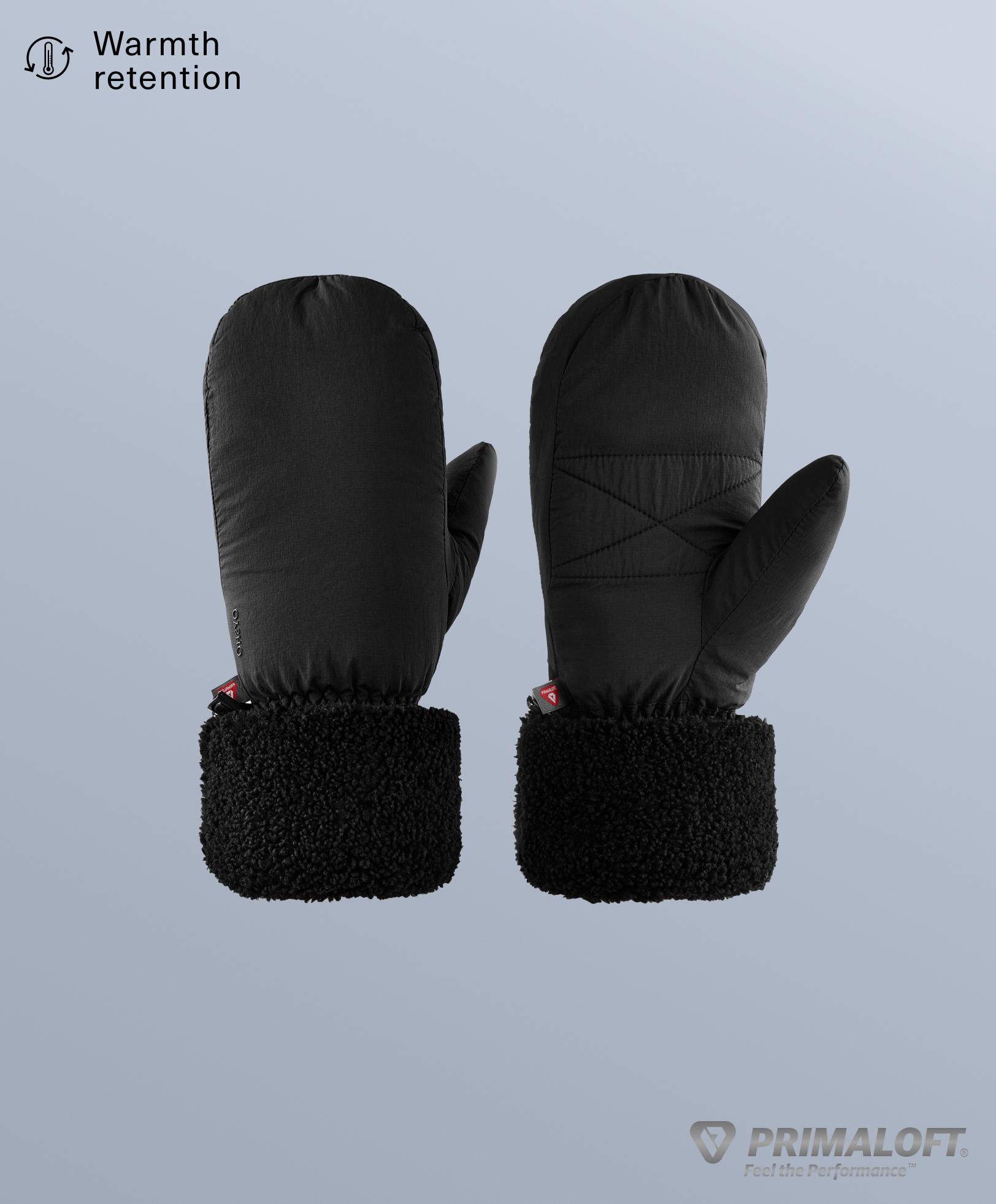 Padded faux-shearling mittens