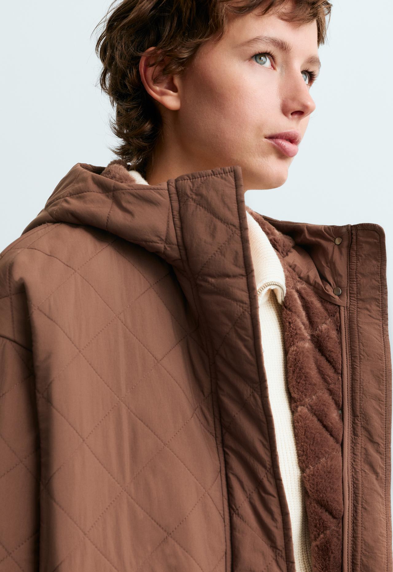 Fellex® aerogel padded jacket with faux-fur-effect lining — DARK BRICK