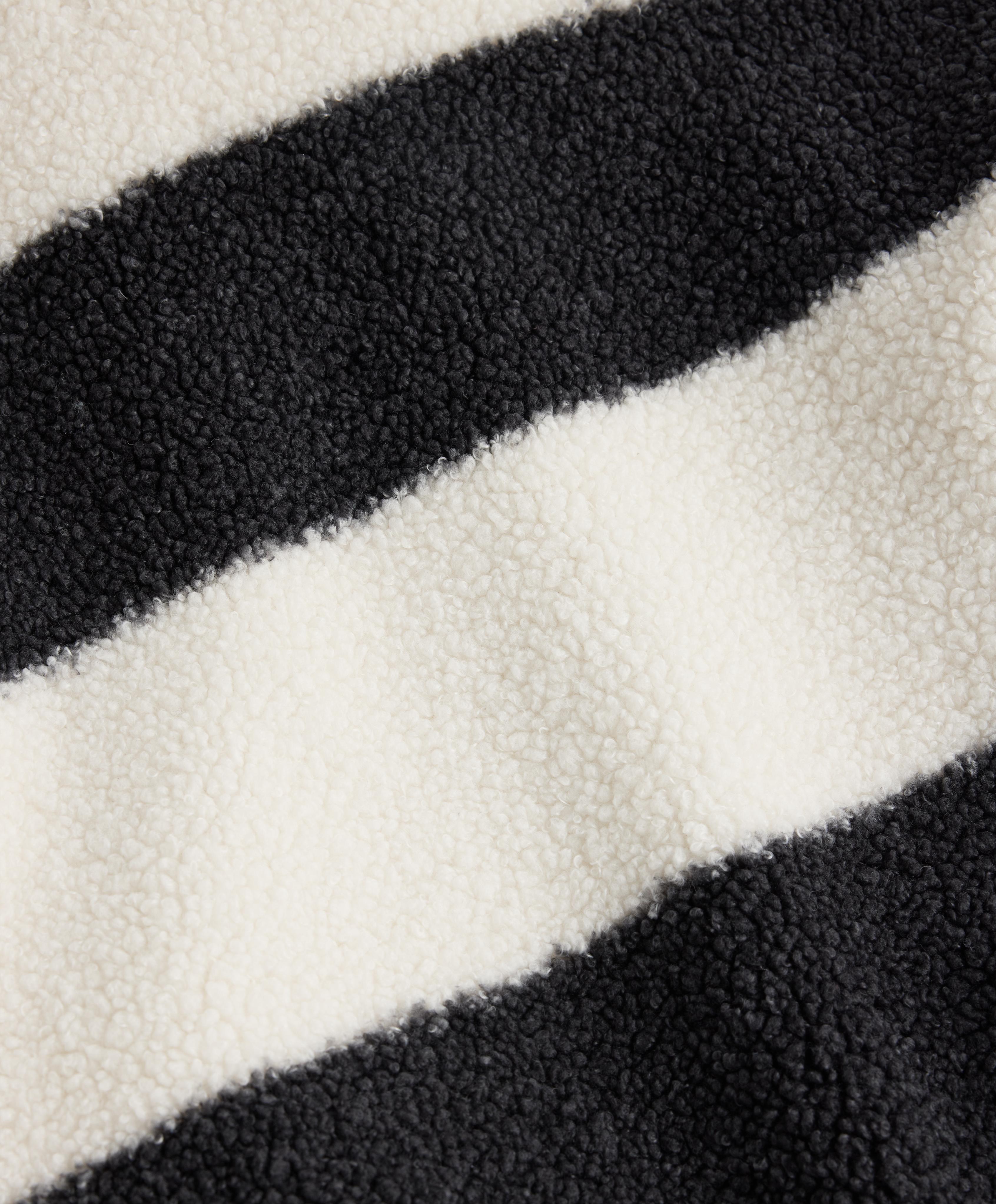 Striped faux-shearling bomber jacket — ECRU