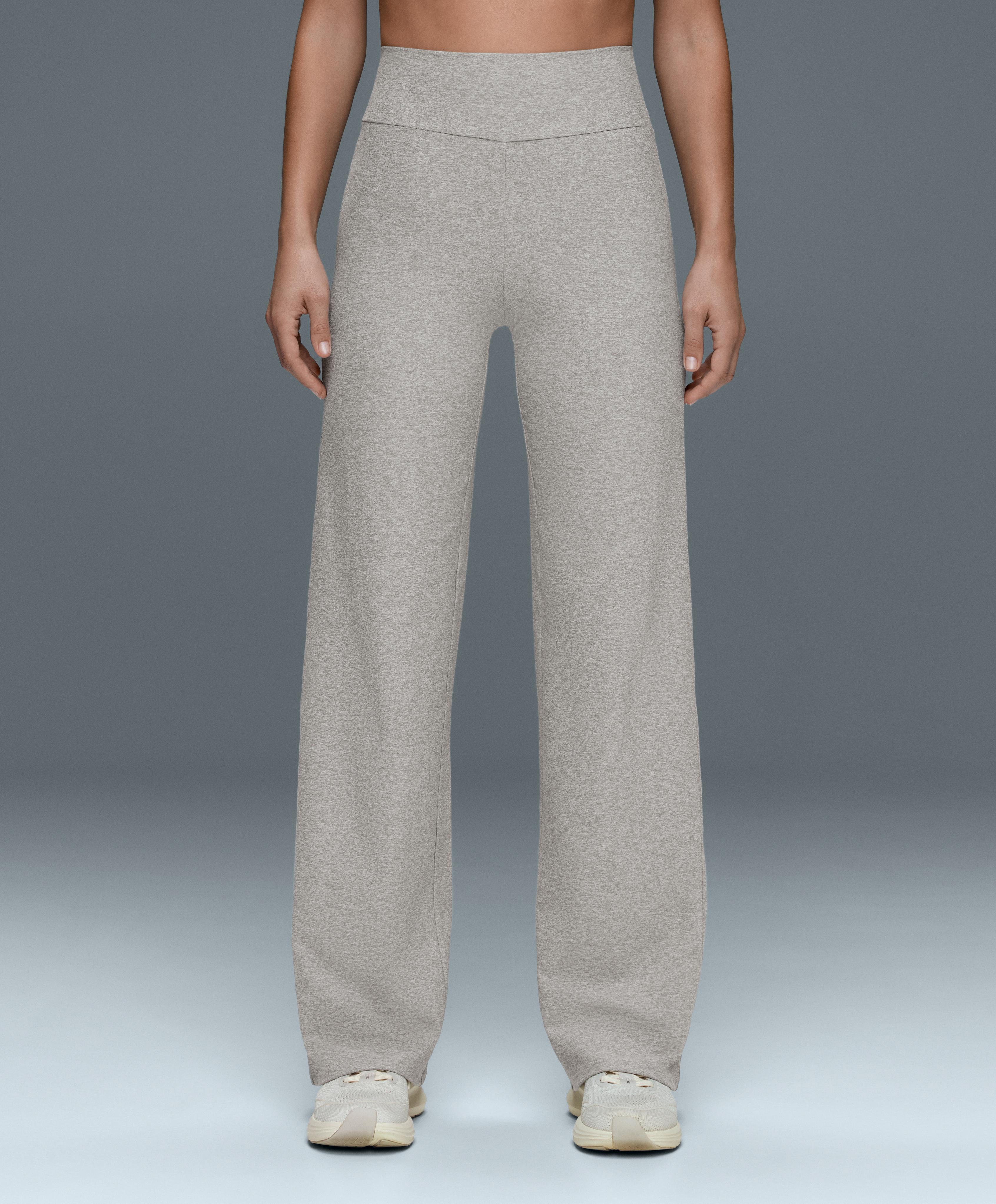 Comfortlux high-waisted straight-leg heathered trousers — GREY MELANGE
