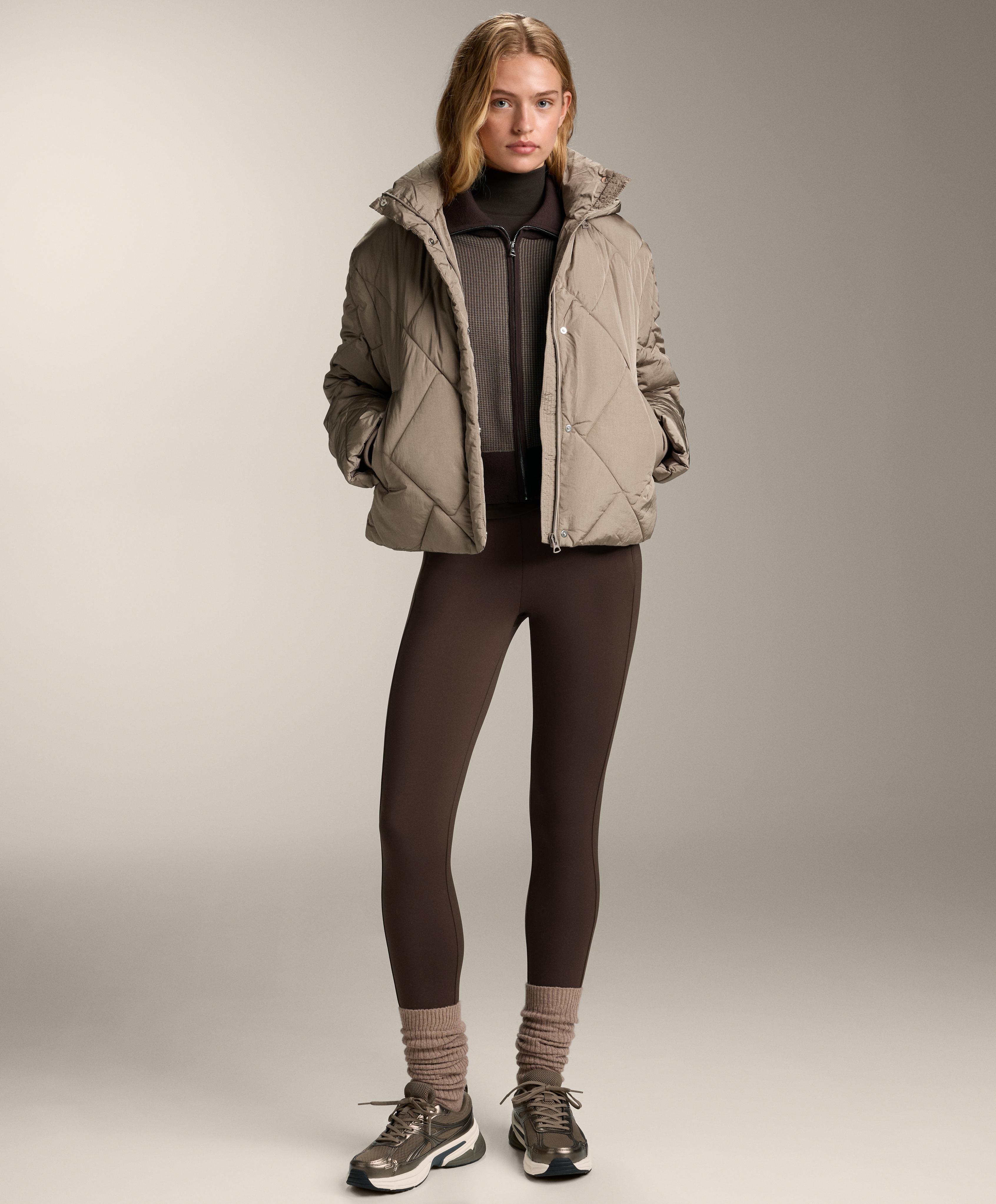 High-neck thermal base layer fleece top — DARK BROWN