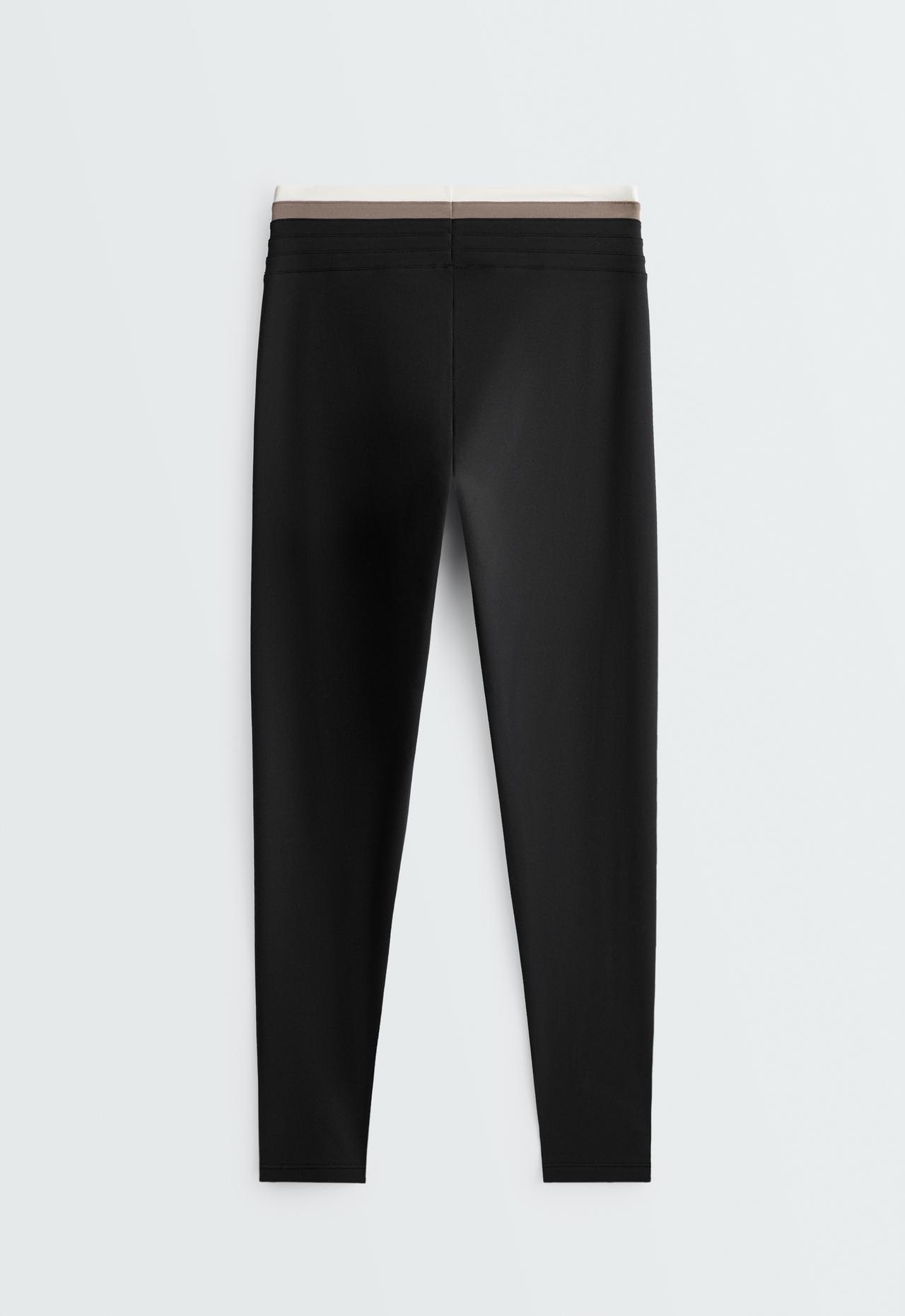 Comfortlux ankle-length high rise block leggings — BLACK