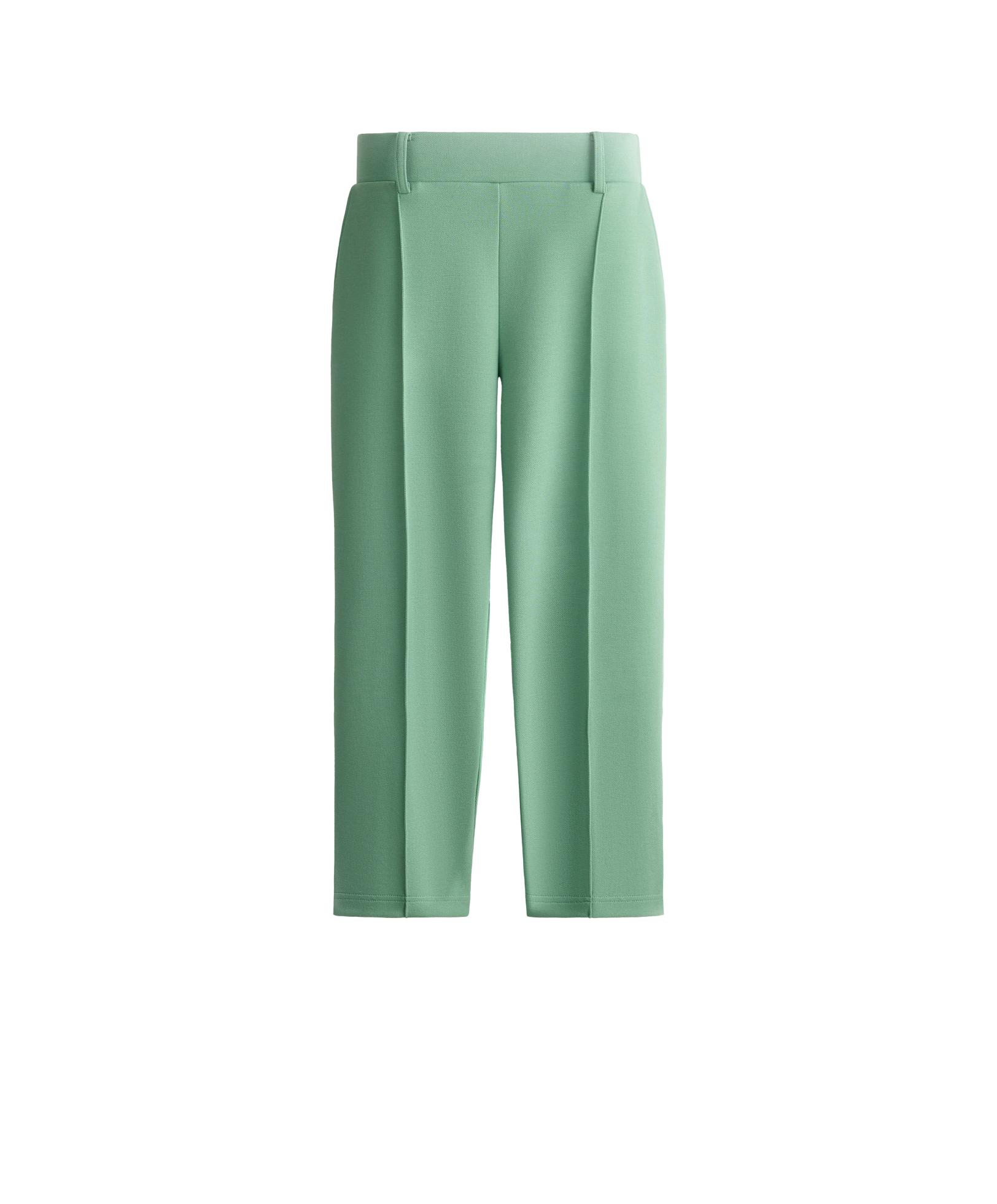 Capri piqué trousers with cotton belt loops — AQUA GREEN