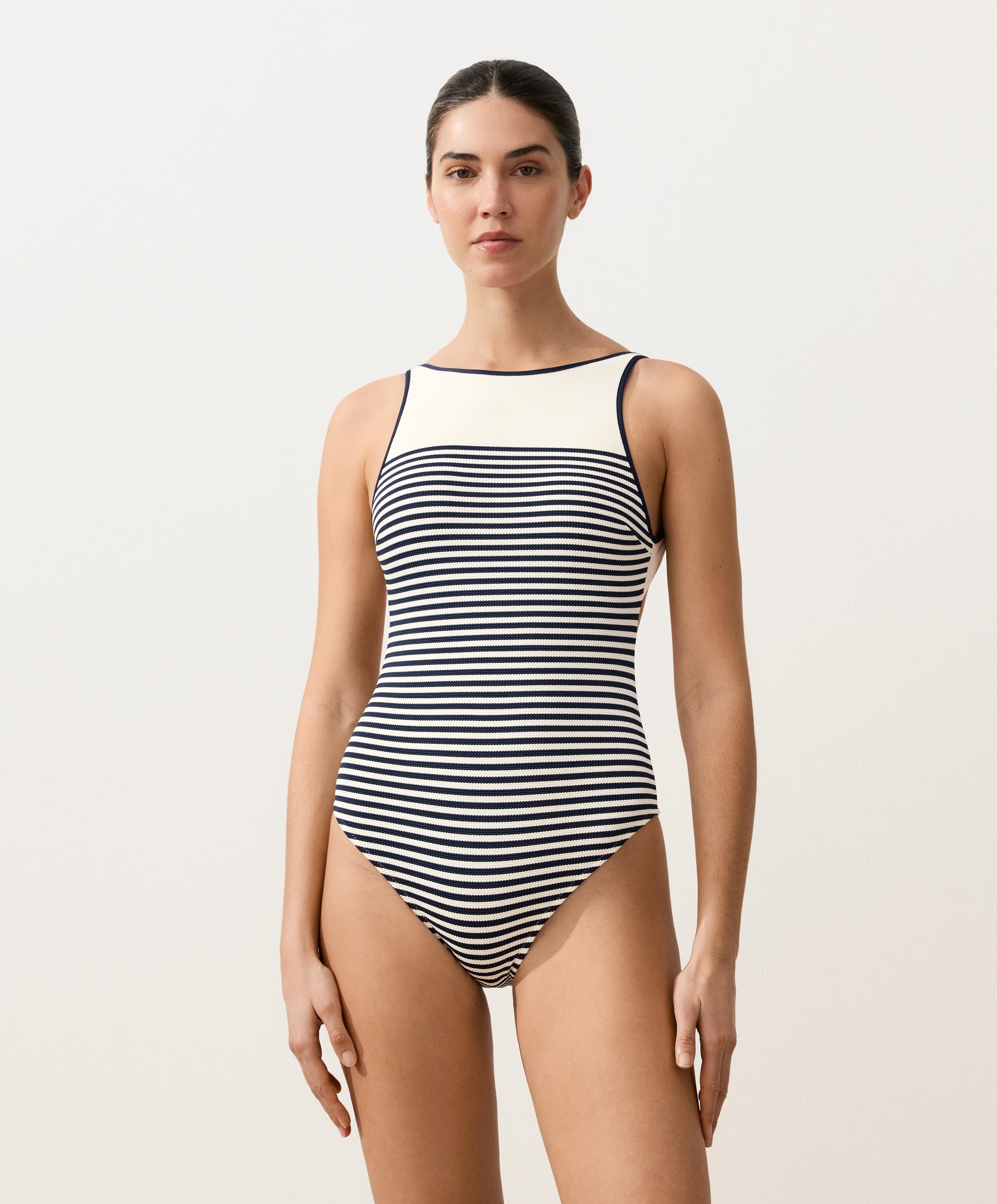 Bañador halter estructura raya Bañador halter estructura raya