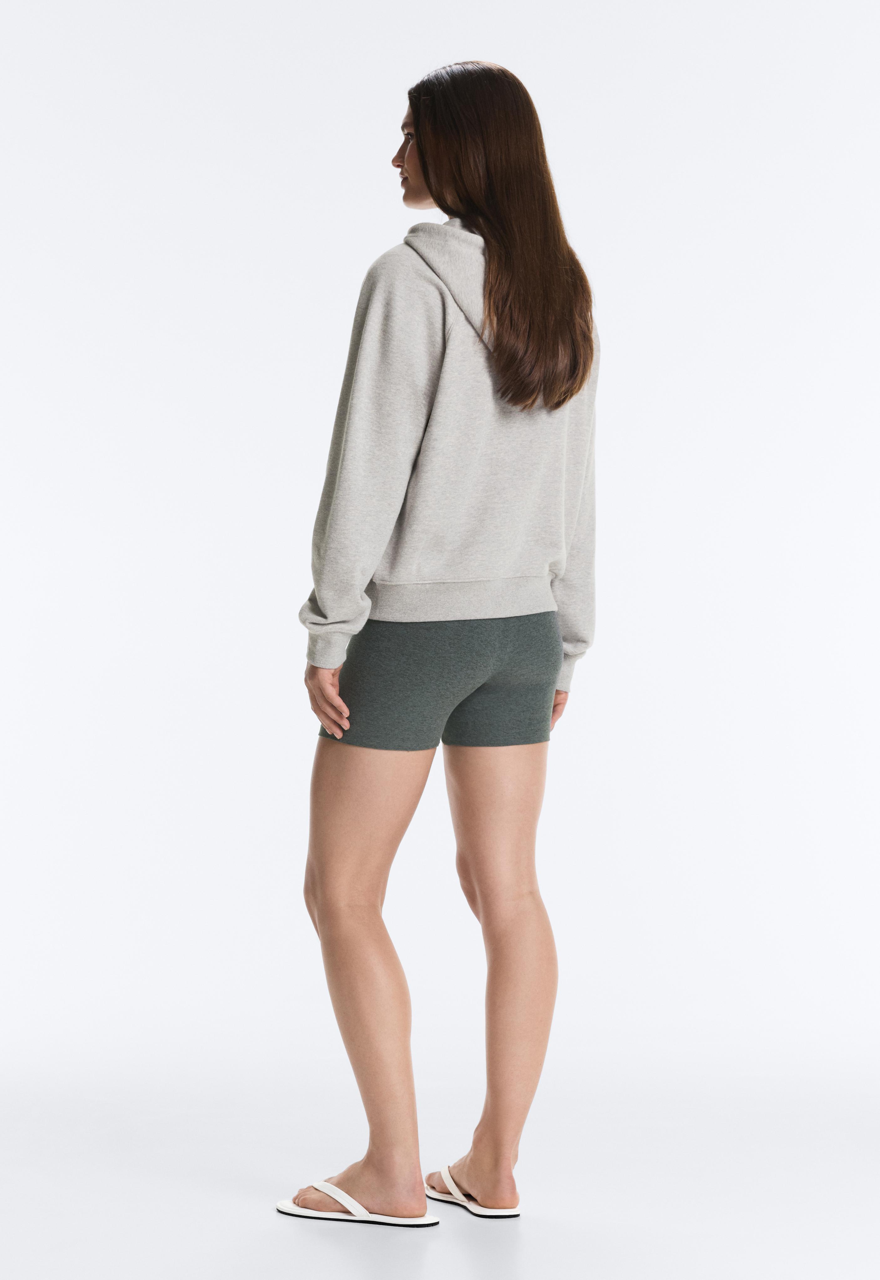 Zip-up fleece hoodie — MID-GREY MELANGE