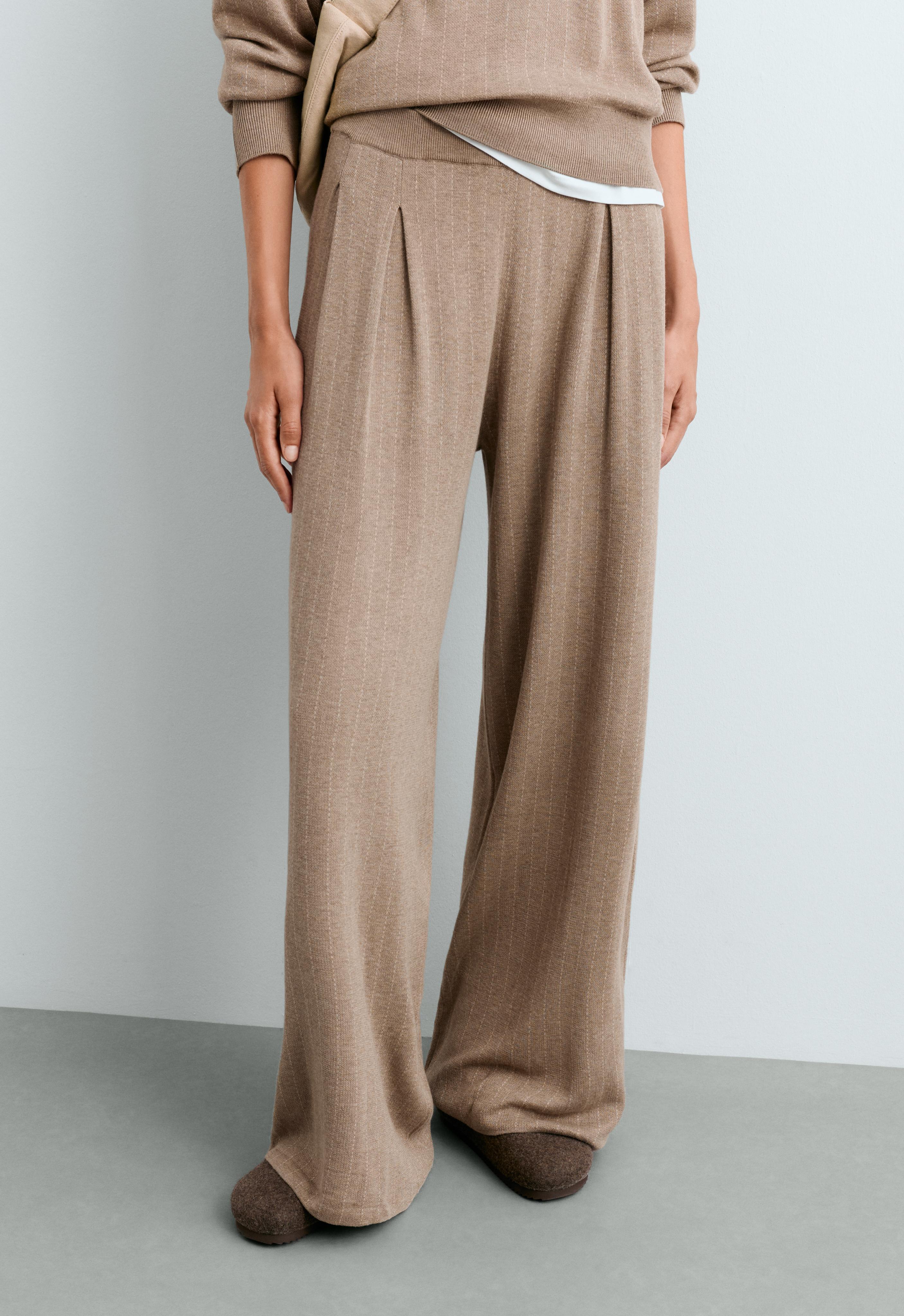 Wide-leg pinstripe knit trousers Wide-leg pinstripe knit trousers