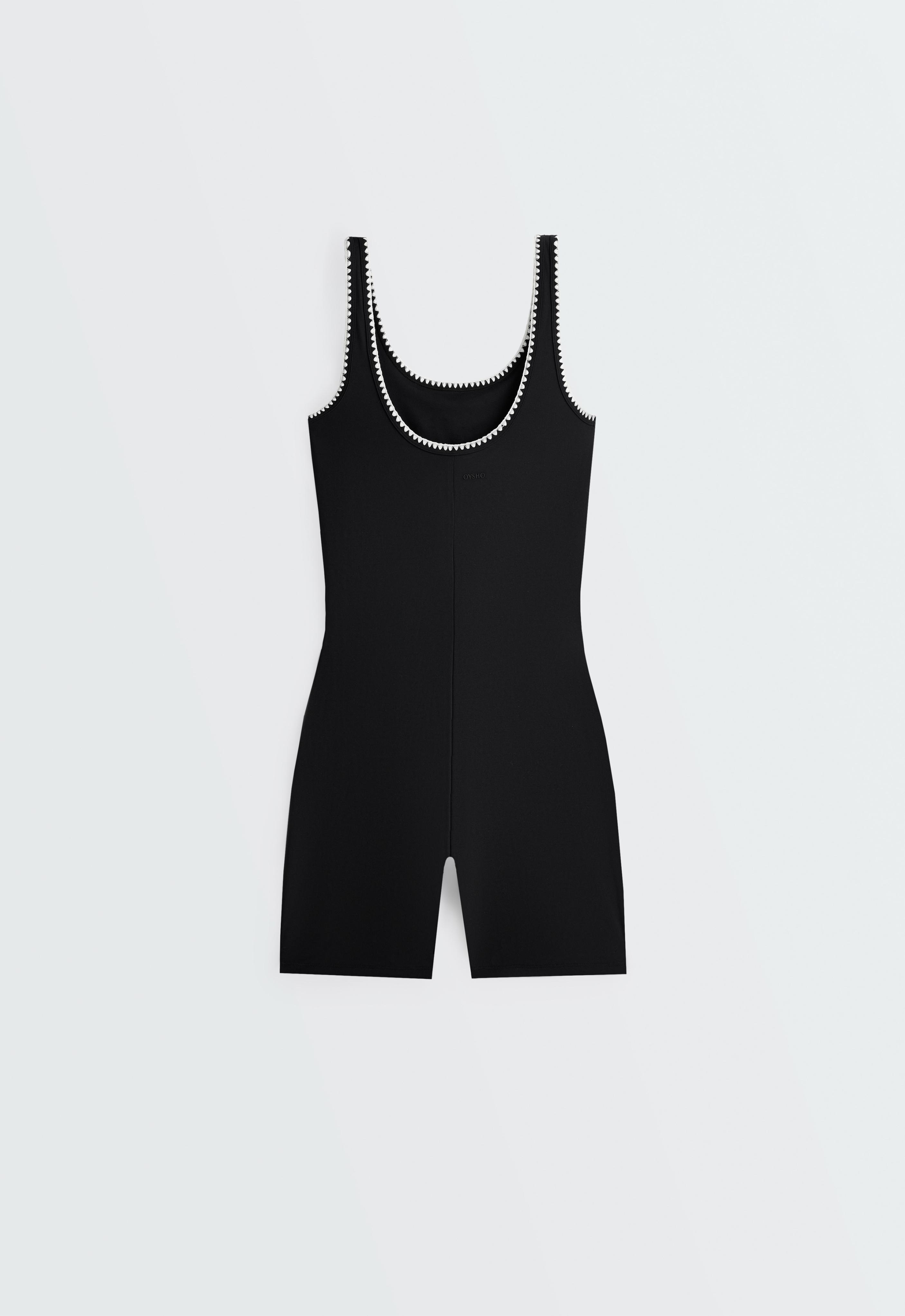 Contrast stitching Comfortlux short jumpsuit — BLACK