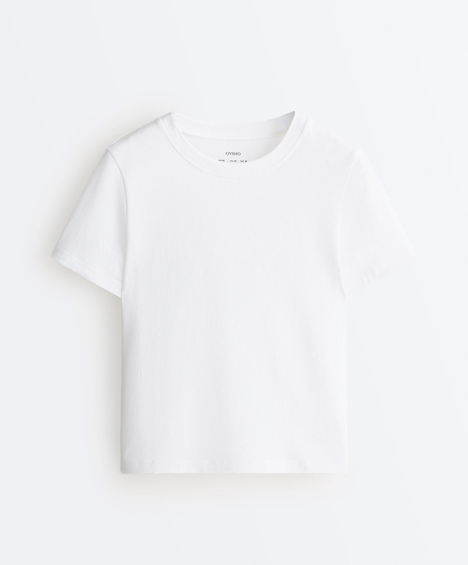 Regular cotton blend short-sleeve T-shirt — WHITE