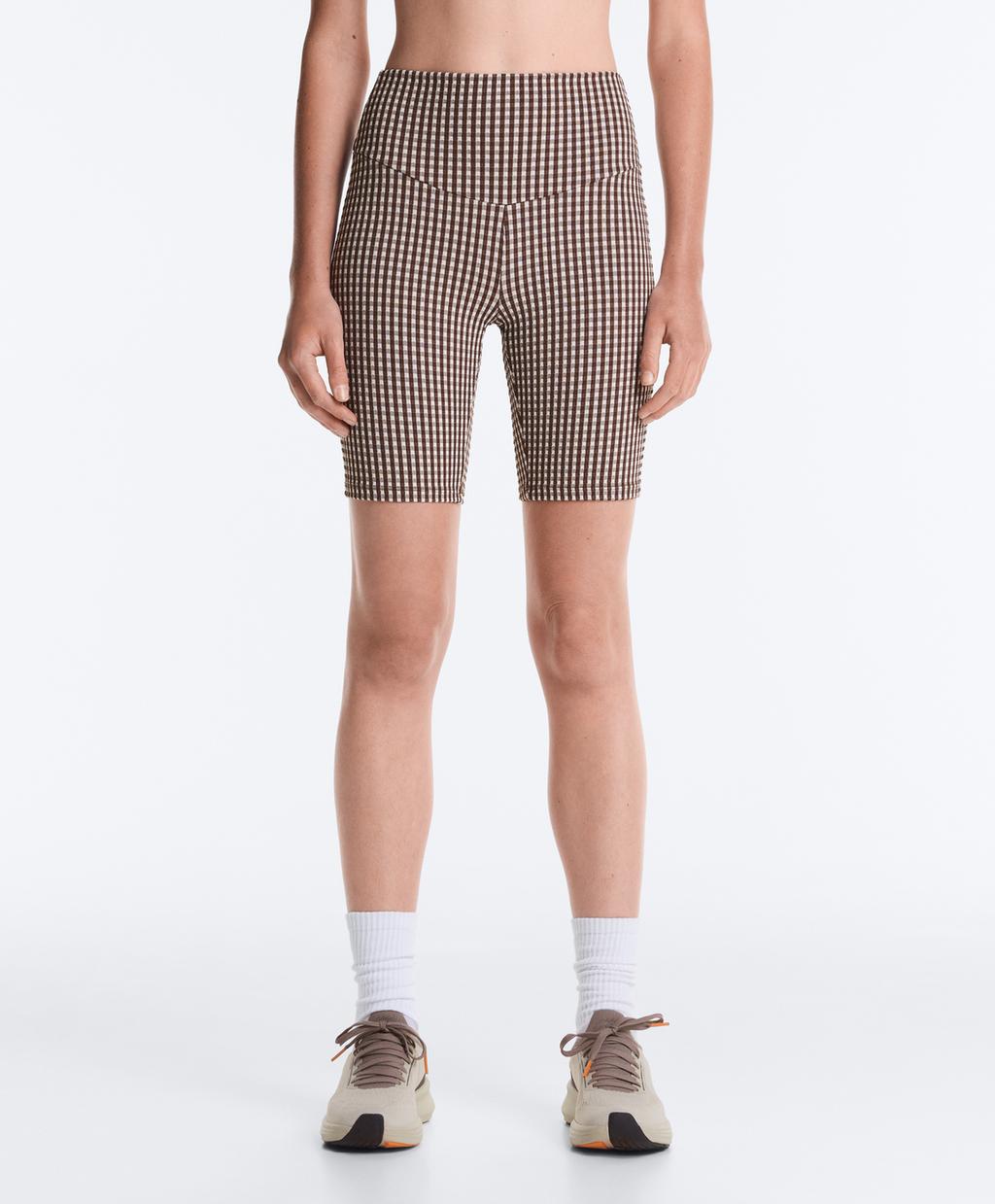 20cm high-rise Comfortlux gingham biker leggings