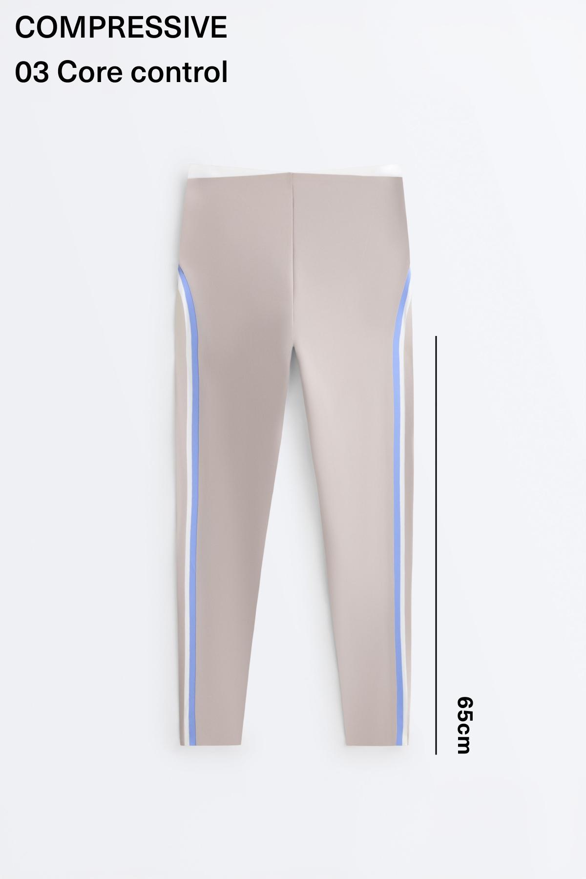 High rise compressive contrast ankle-length leggings — PINK-MINK