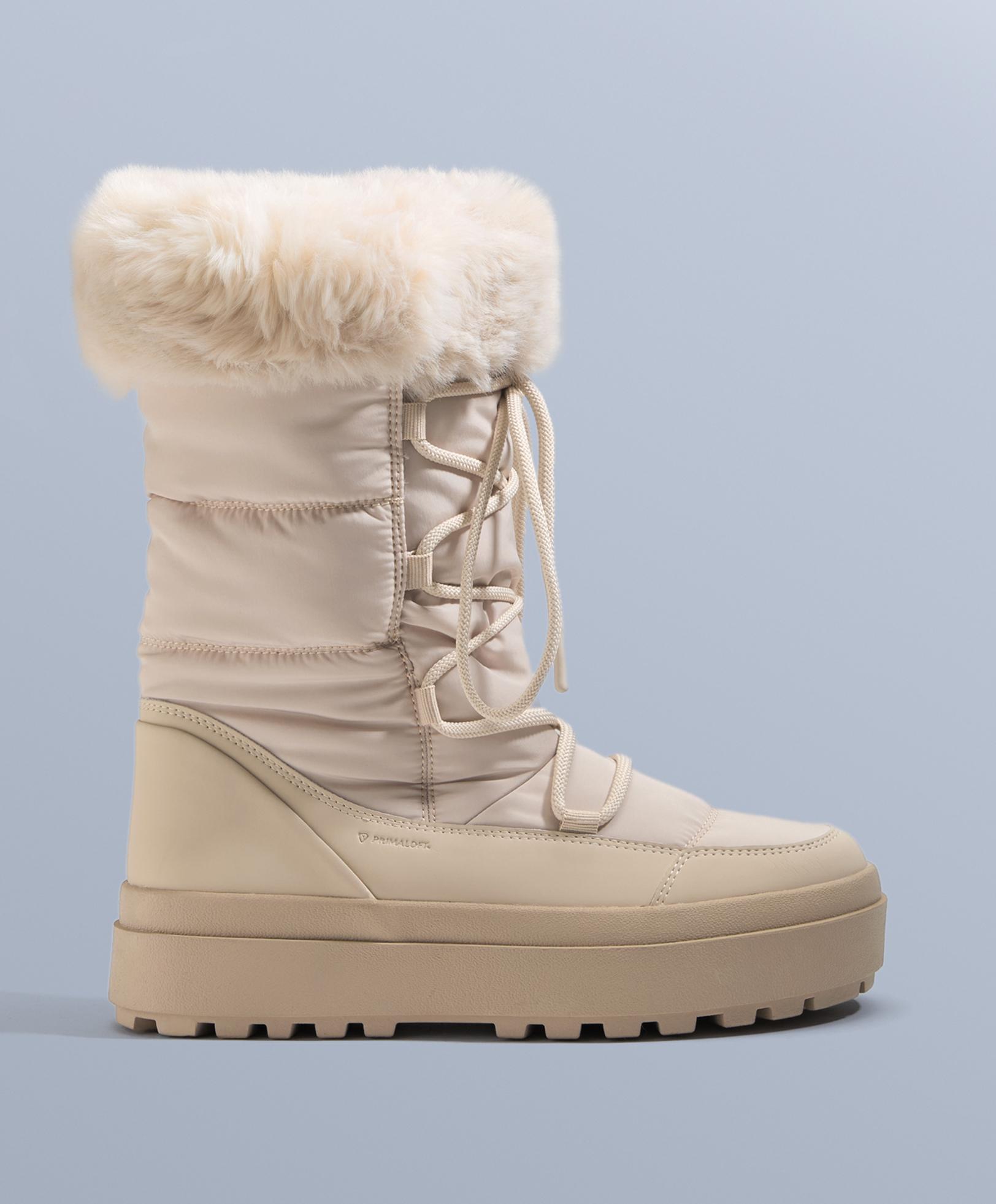 Lace-up après-ski boot with fur collar — MINK