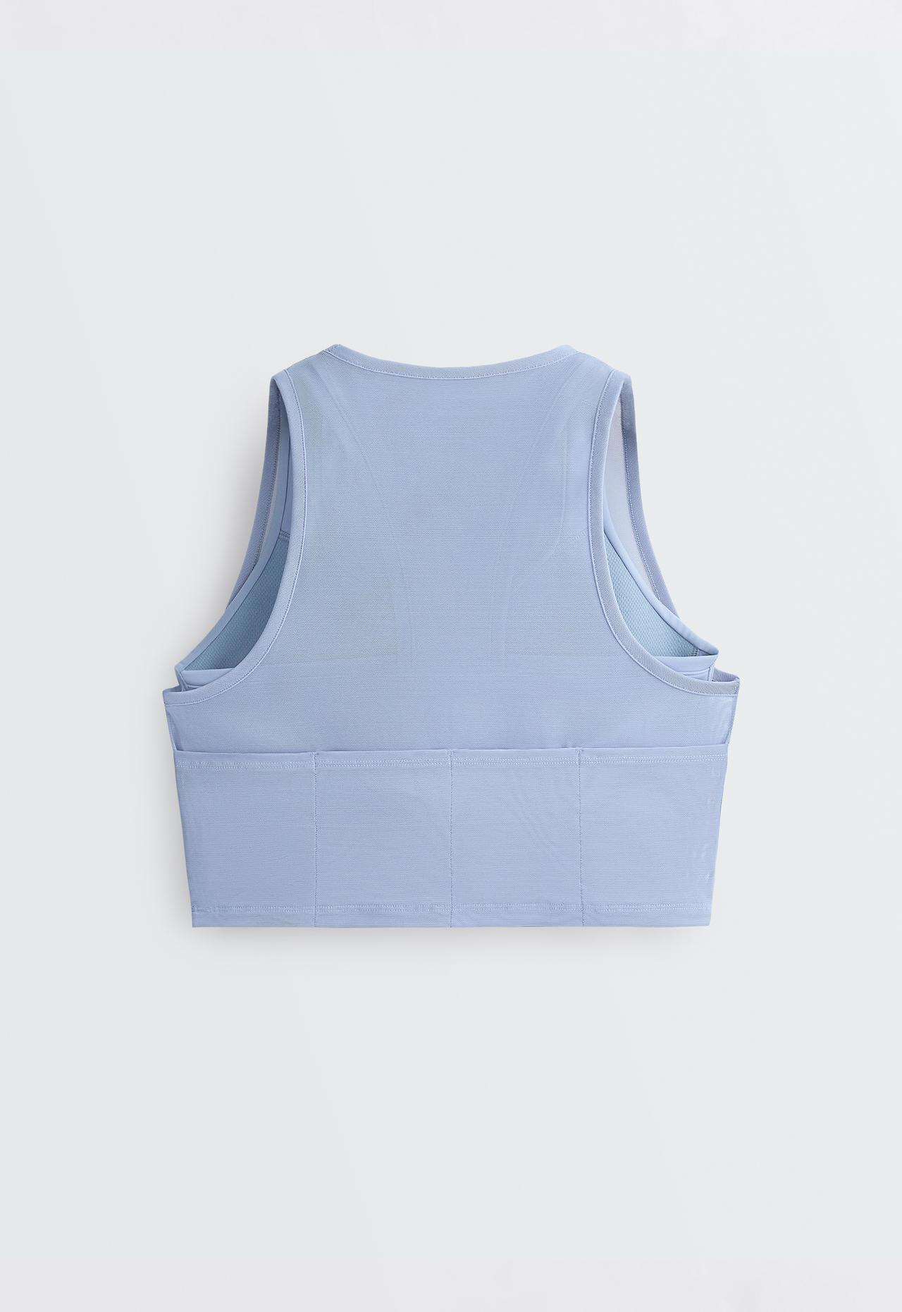 Sheer compressive tank top — MID GREY-BLUE
