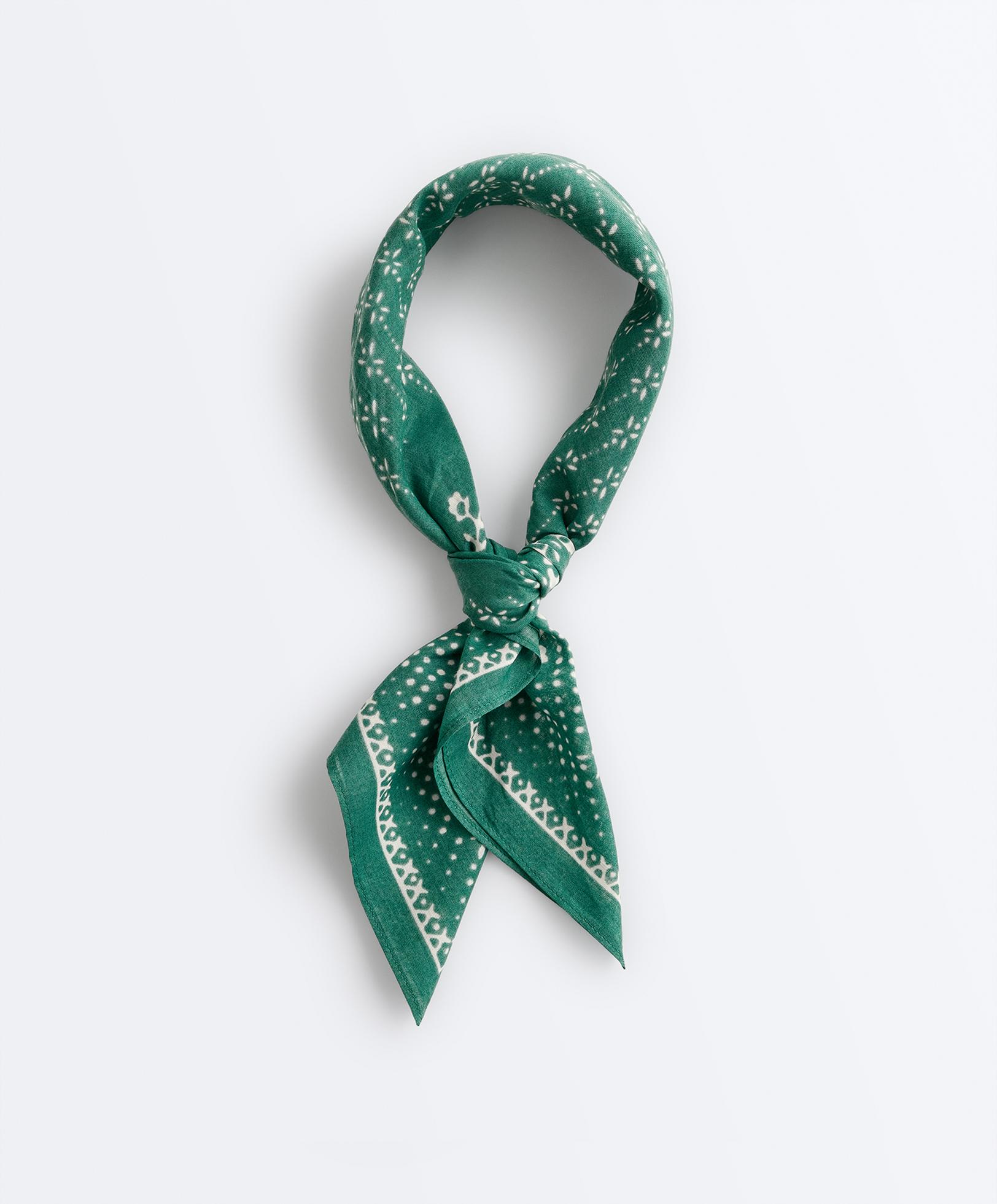Floral 100% cotton print bandana — GRASS GREEN