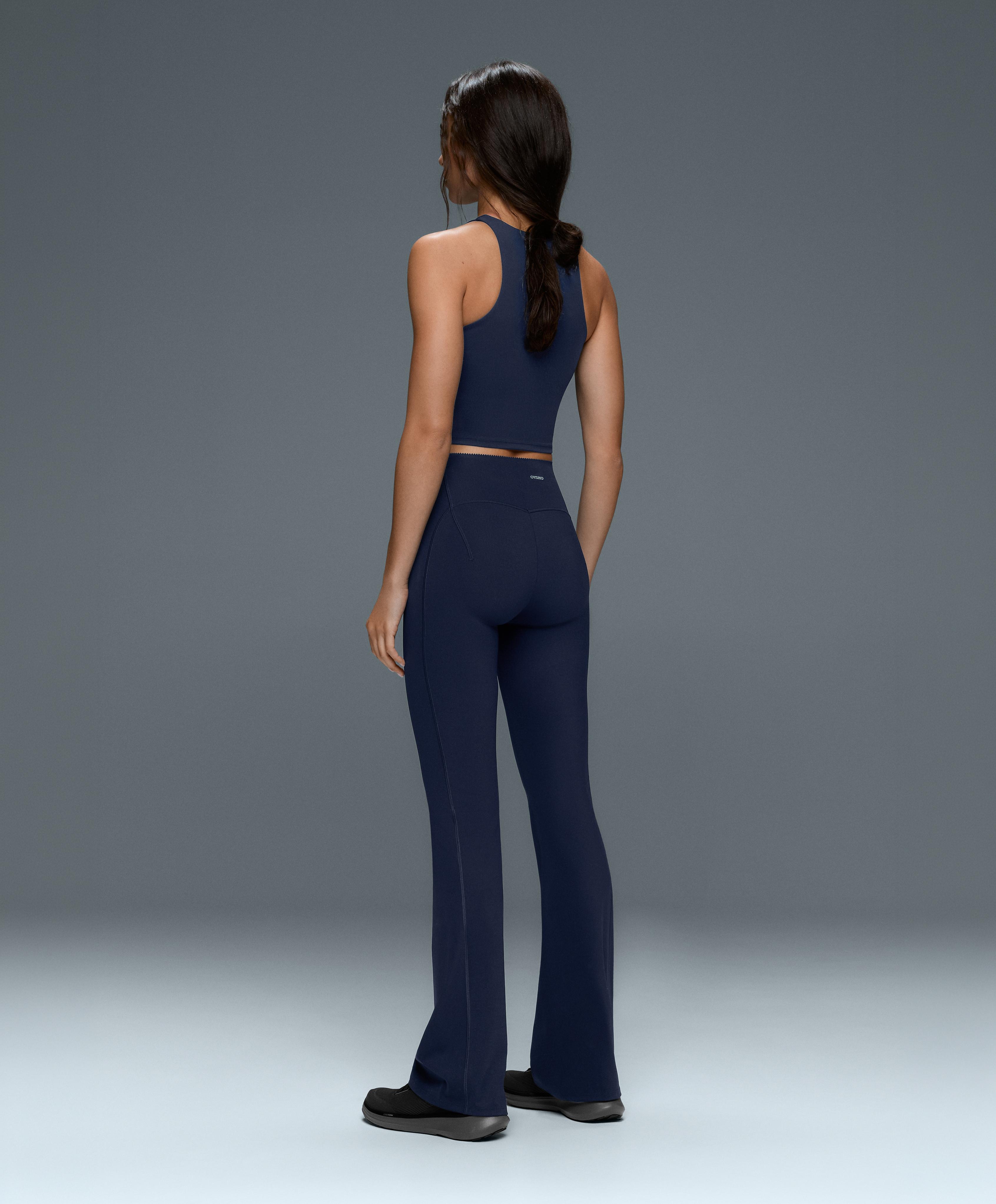 High-rise Compressive Raise Up flare trousers — NAVY BLUE