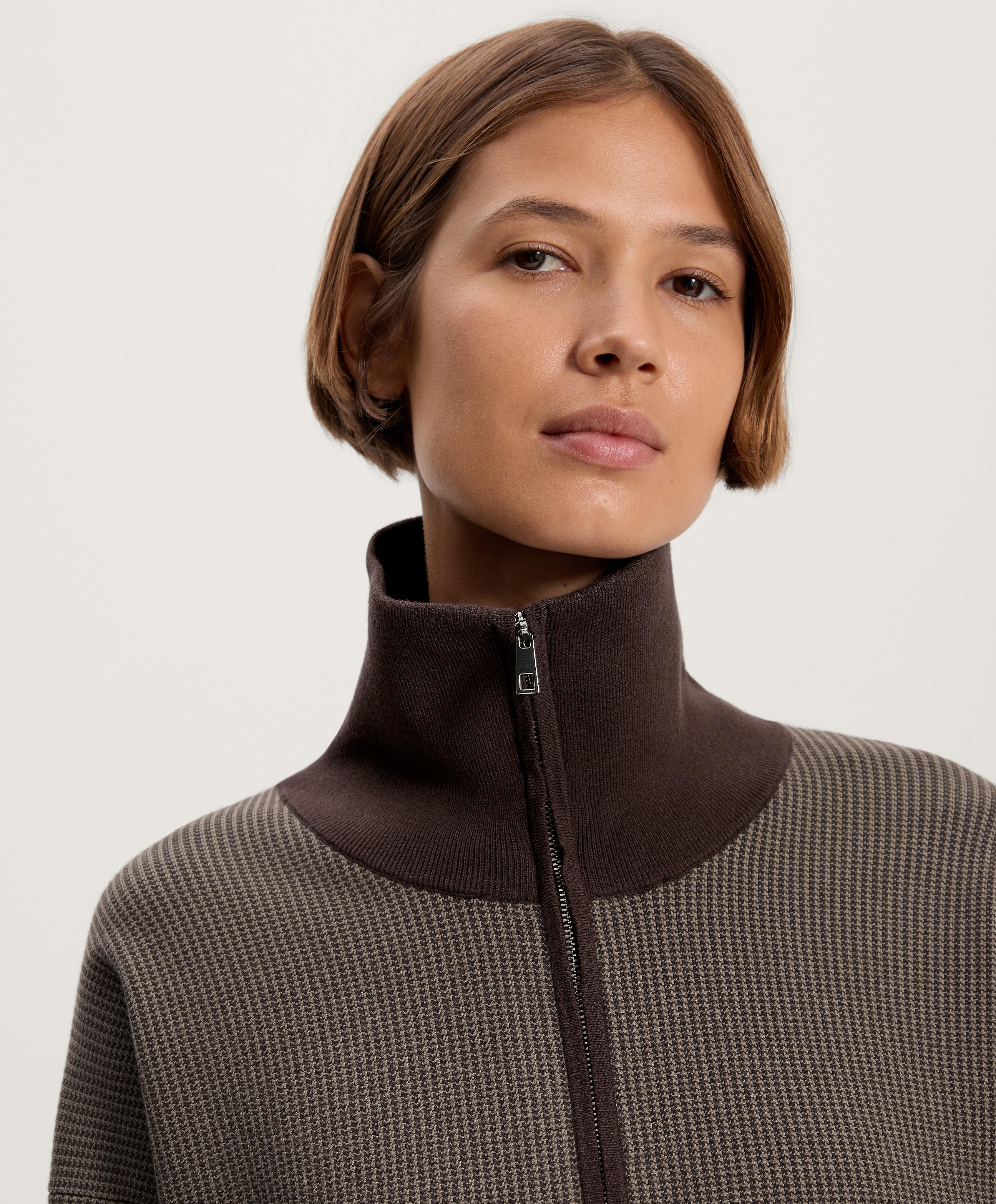 Πλεκτή ζακέτα με τύπωμα pied-de-poule - Εκπτώσεις