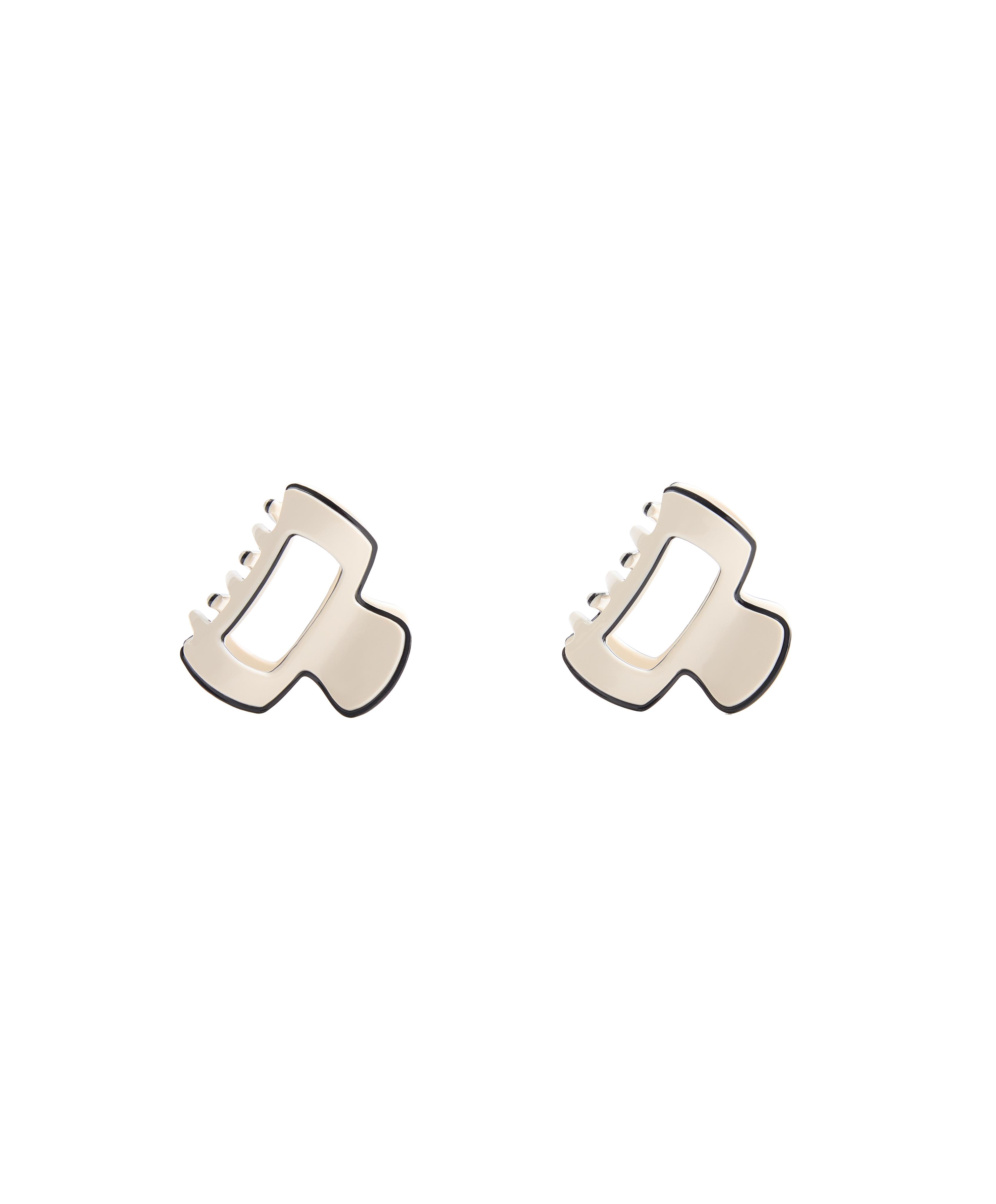 2 mini piping hair clips — CREAM
