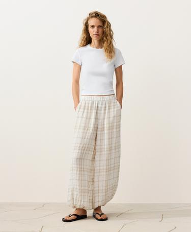 Linen and lyocell blend bloomer trousers — NOUGAT 2