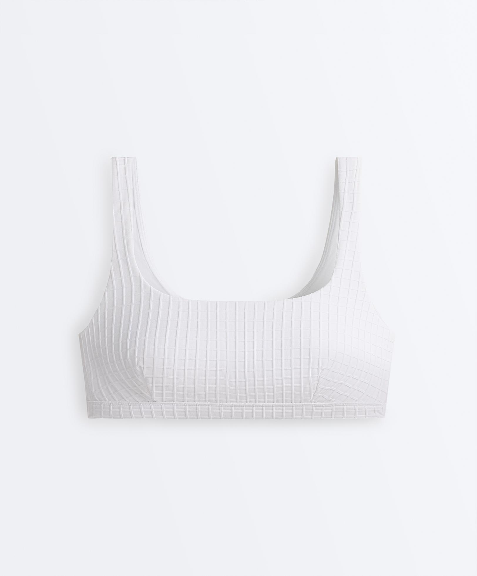 Medium-support check sports bra — WHITE