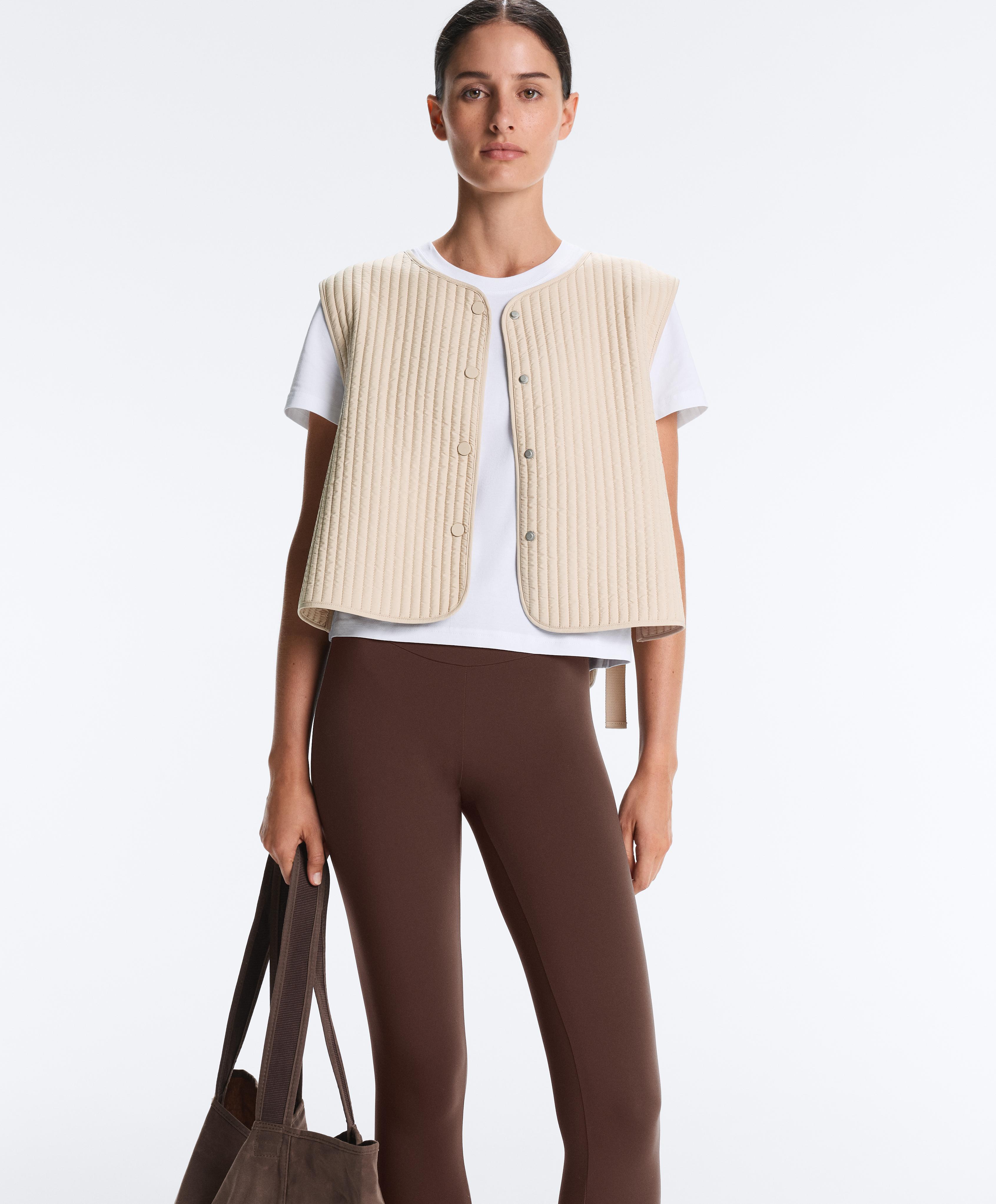 Thin padded nylon gilet — PALE BEIGE
