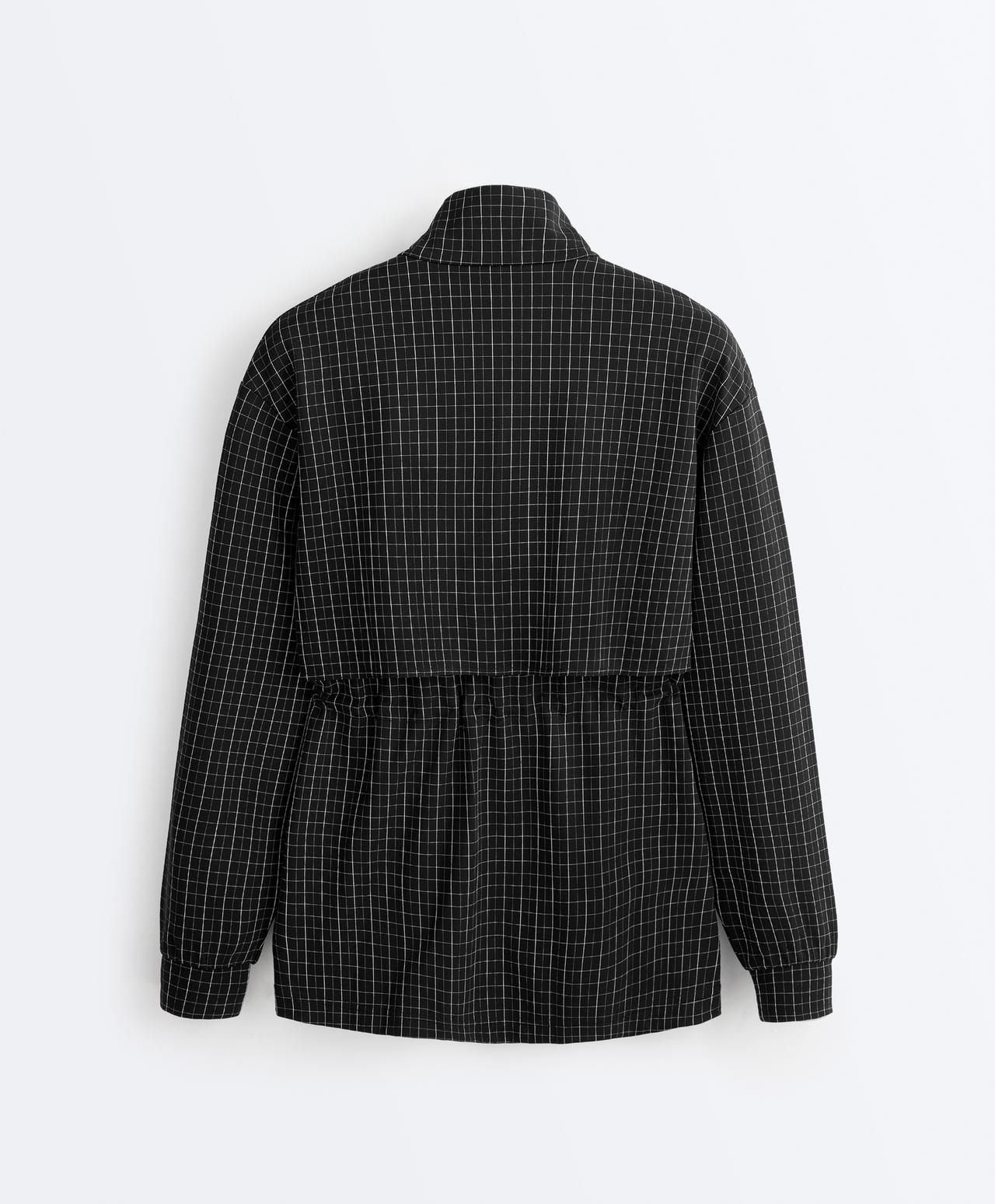 Long checked jacket — BLACK