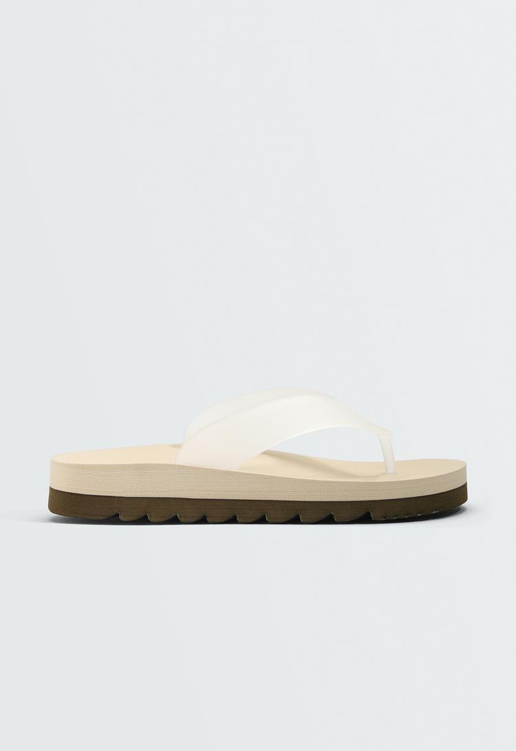 Platform beachwear sandals — ECRU