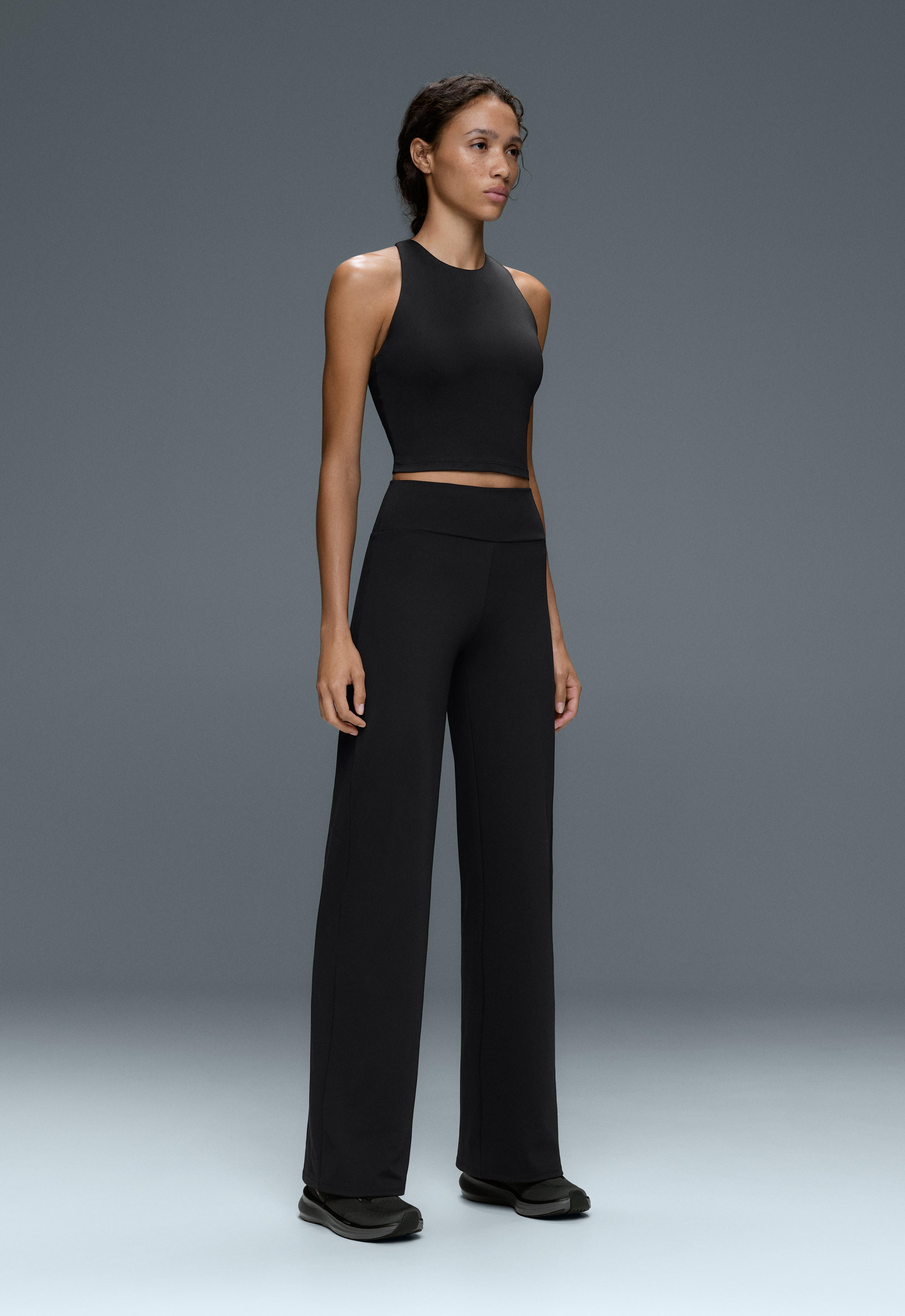 High-rise Comfortlux straight-leg trousers — BLACK