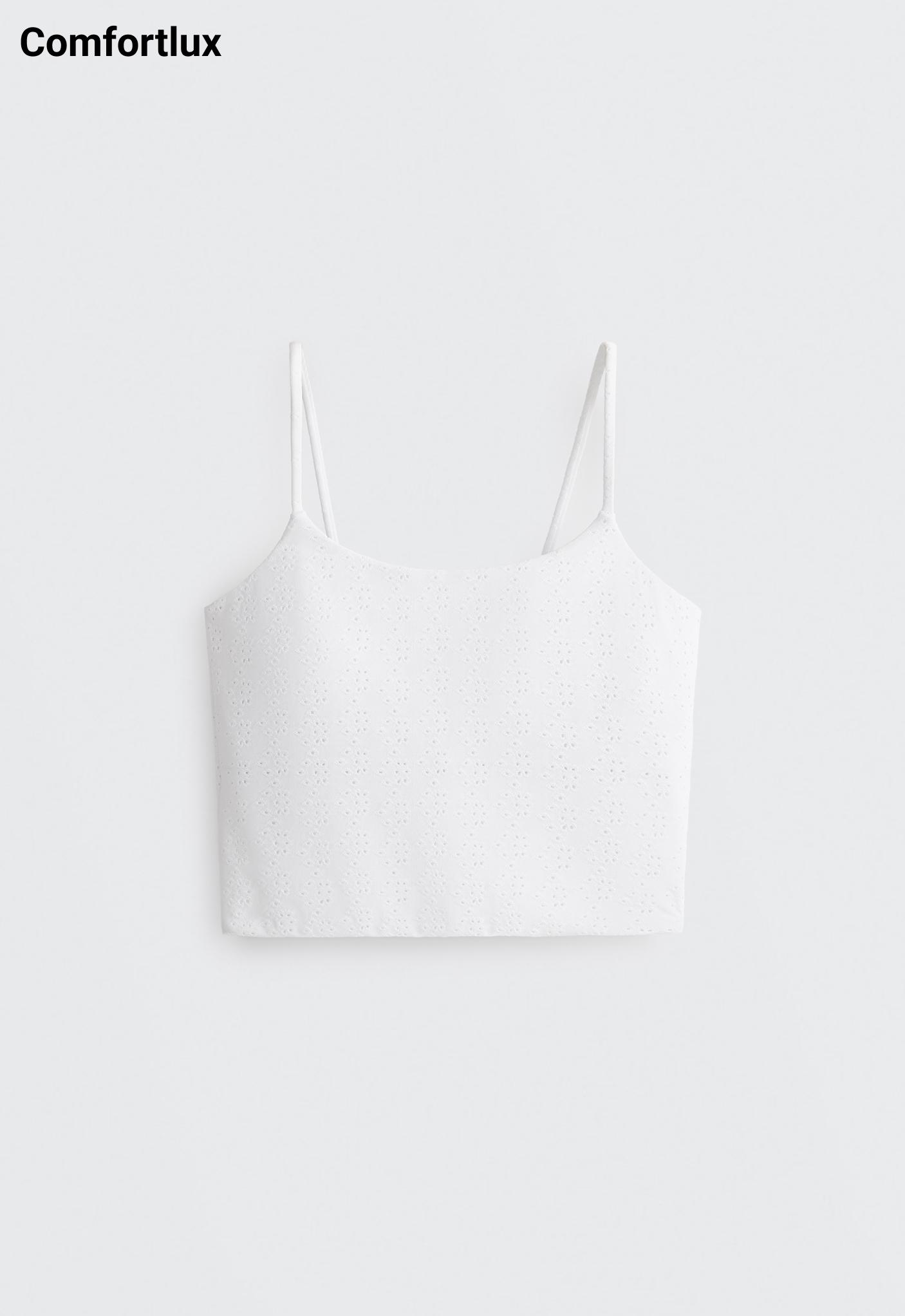Comfortlux embroidered tank top — WHITE 
