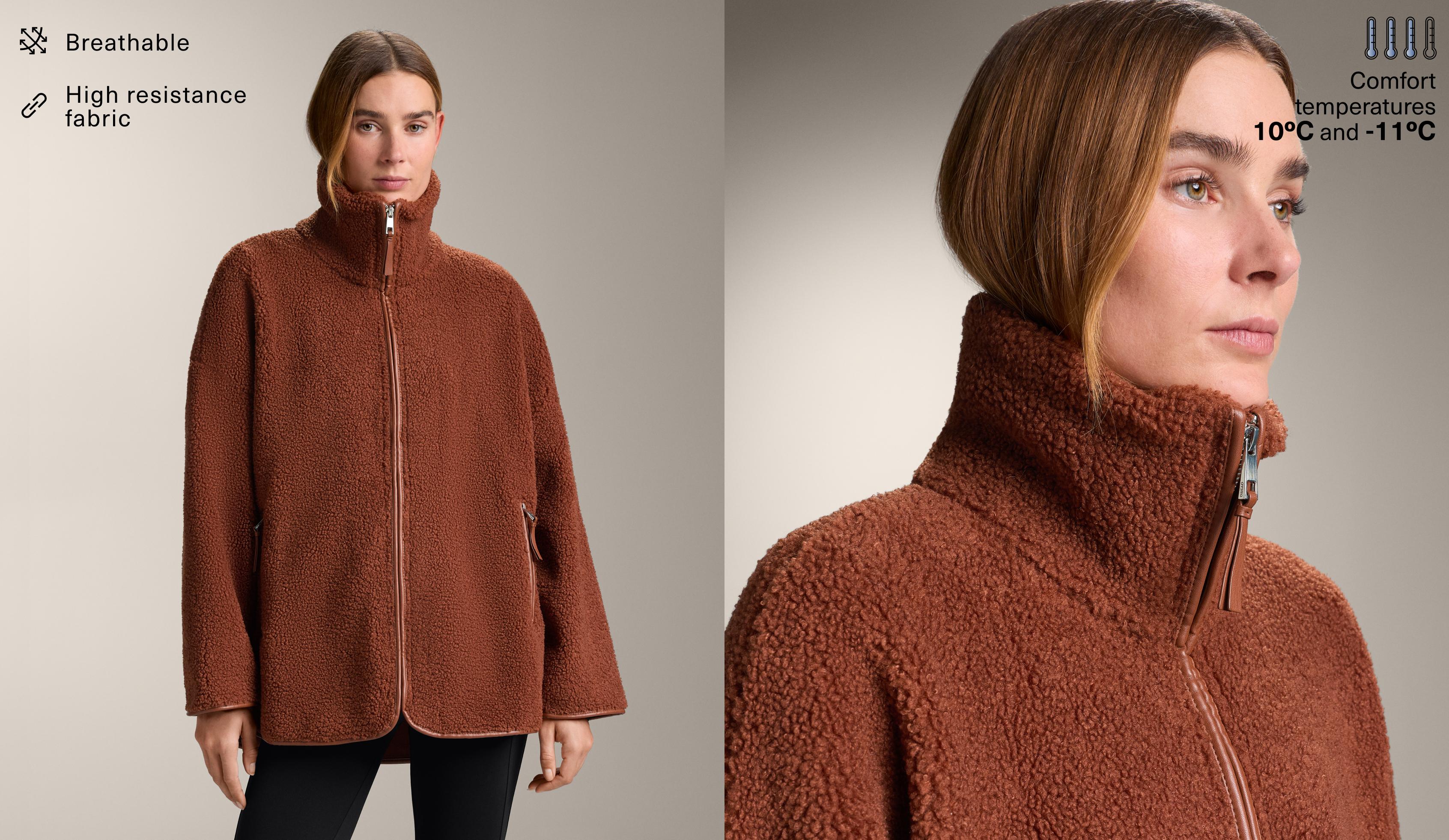 Negabaritinė dirbtinio avikailio striukė