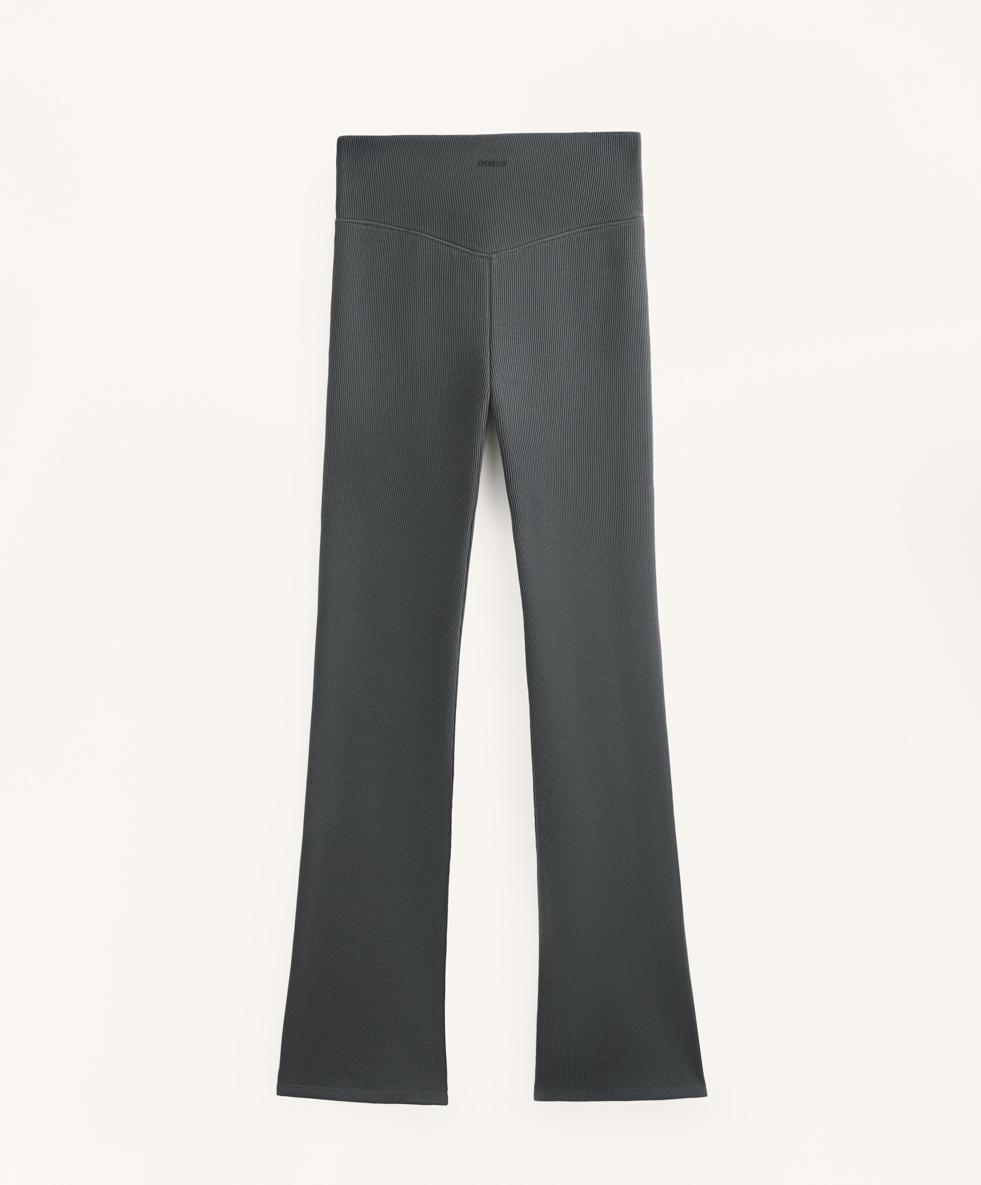 Super High Rise seamless extra warm rib flare trousers — ANTHRACITE GREY