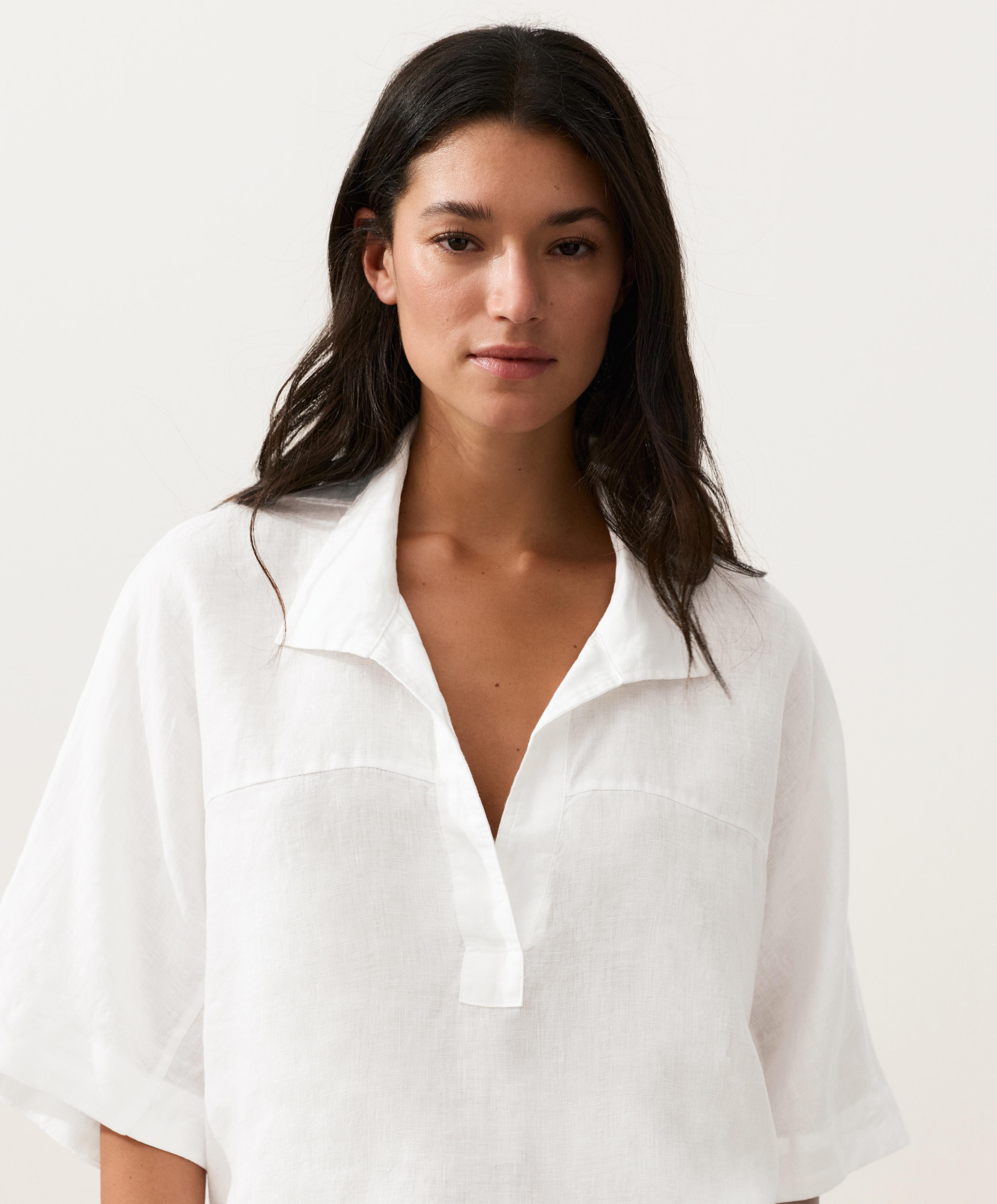 Lühikeste varrukatega avara lõikega 100% linane särk Lühikeste varrukatega avara lõikega 100% linane särk