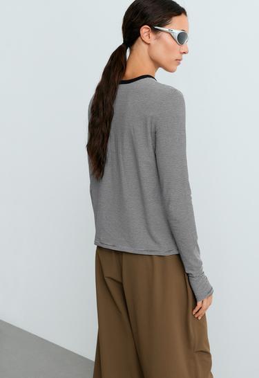 Regular long sleeve striped t-shirt — BLACK 5