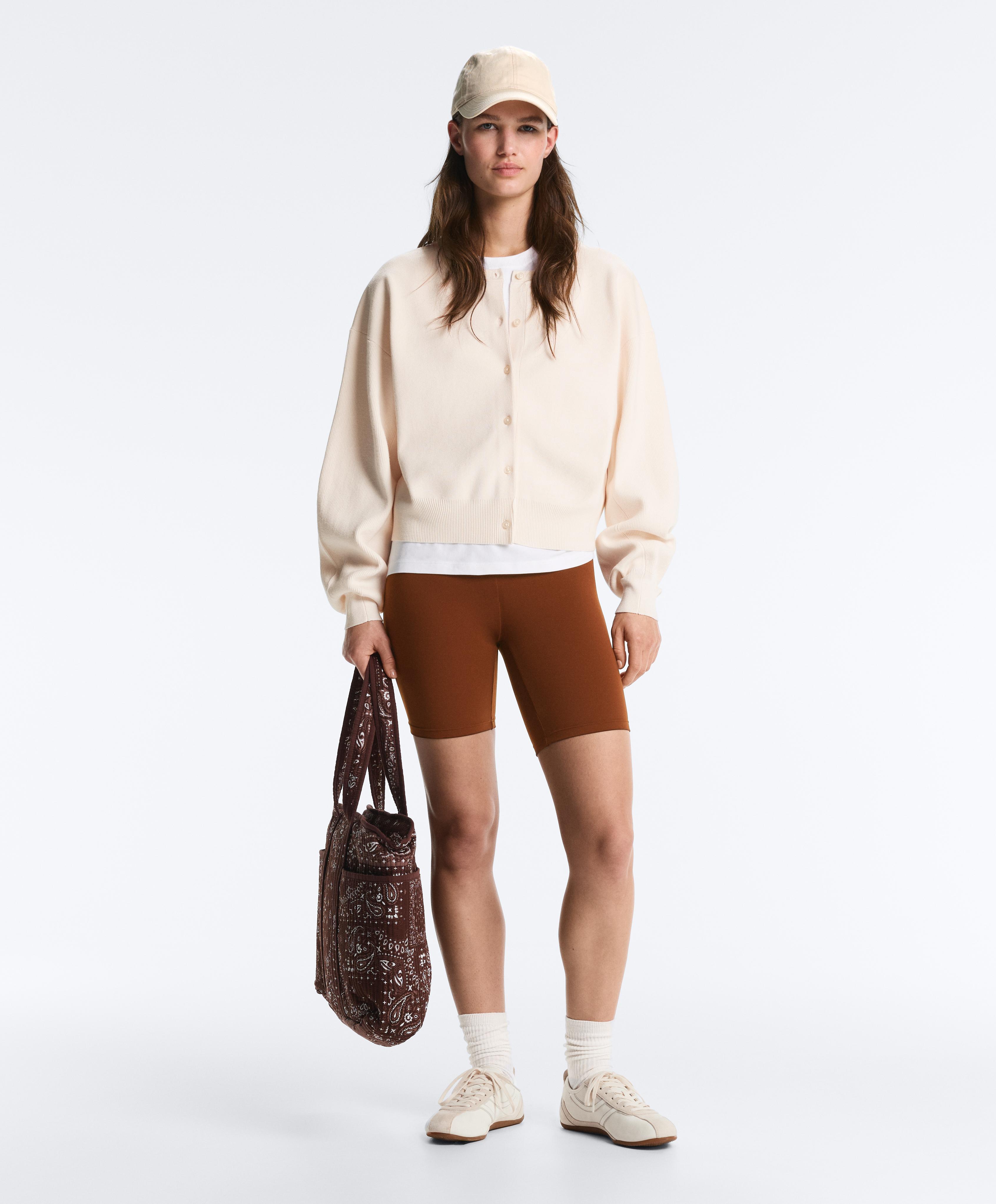 Balloon sleeve knit cardigan — PALE ECRU