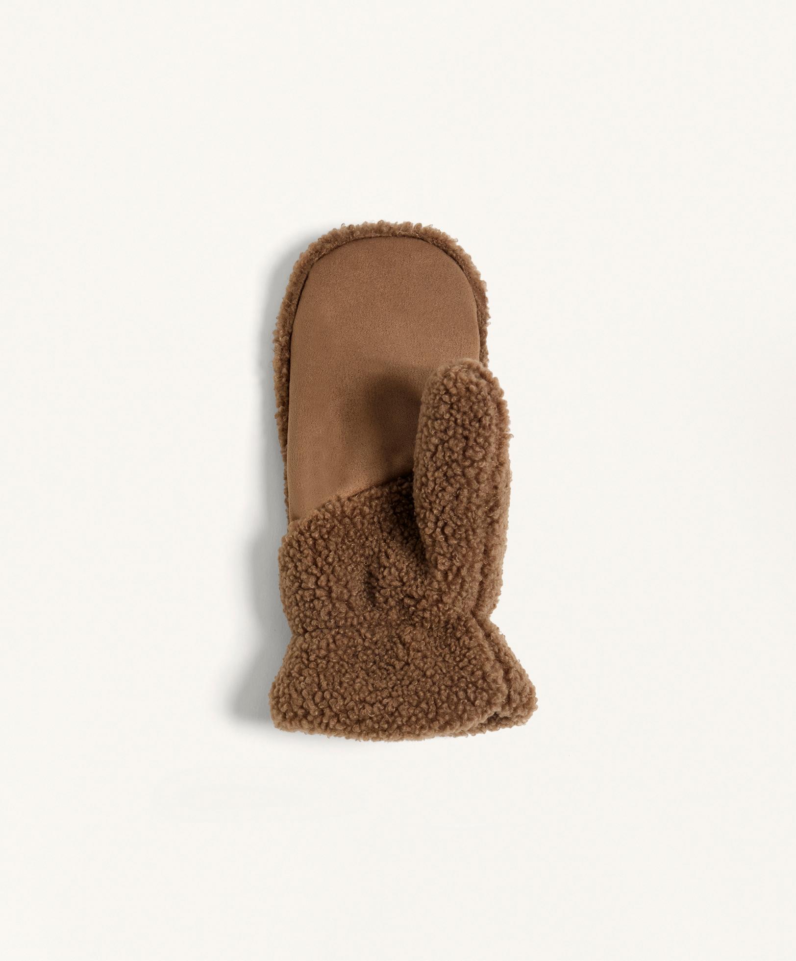 Rukavice od veštačkog jagnjećeg krzna sa učkurom