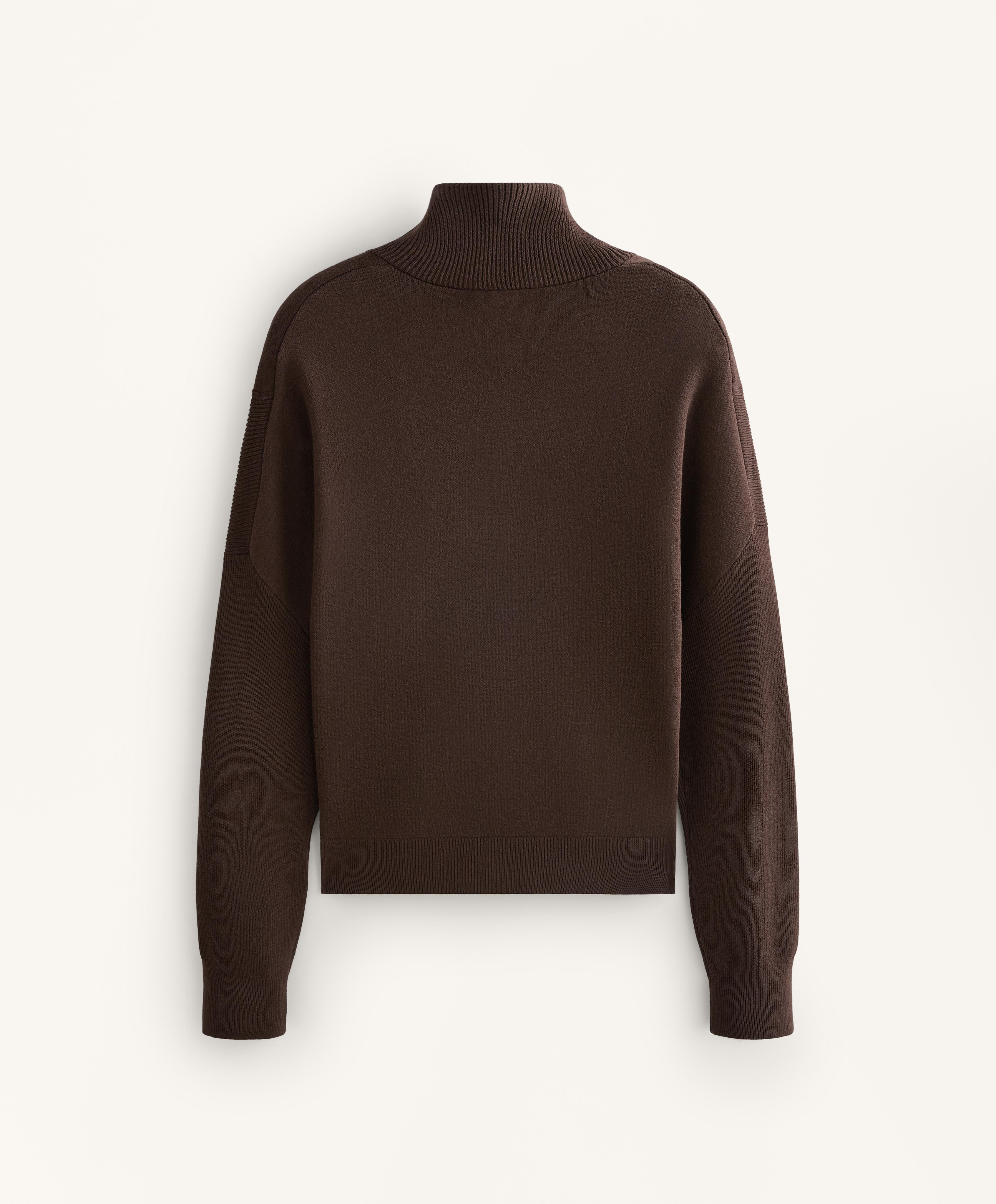 Rib collar knit jacket — BROWN