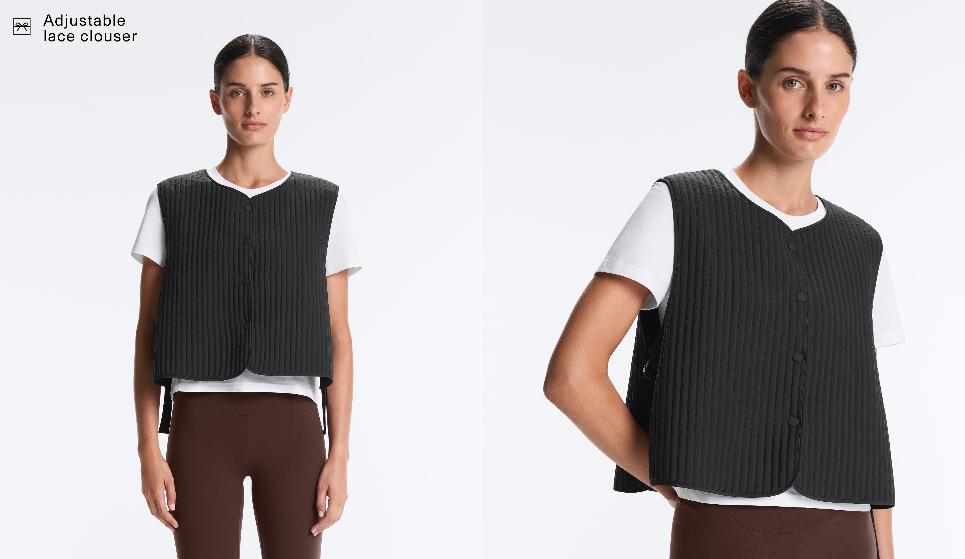 Thin padded nylon gilet — BLACK