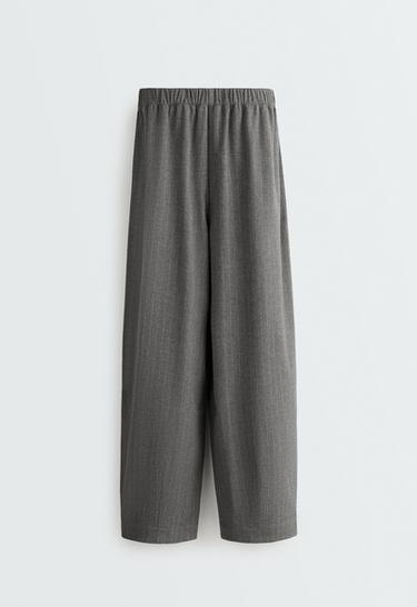 15% wool pinstripe balloon trousers — MID GREY 6