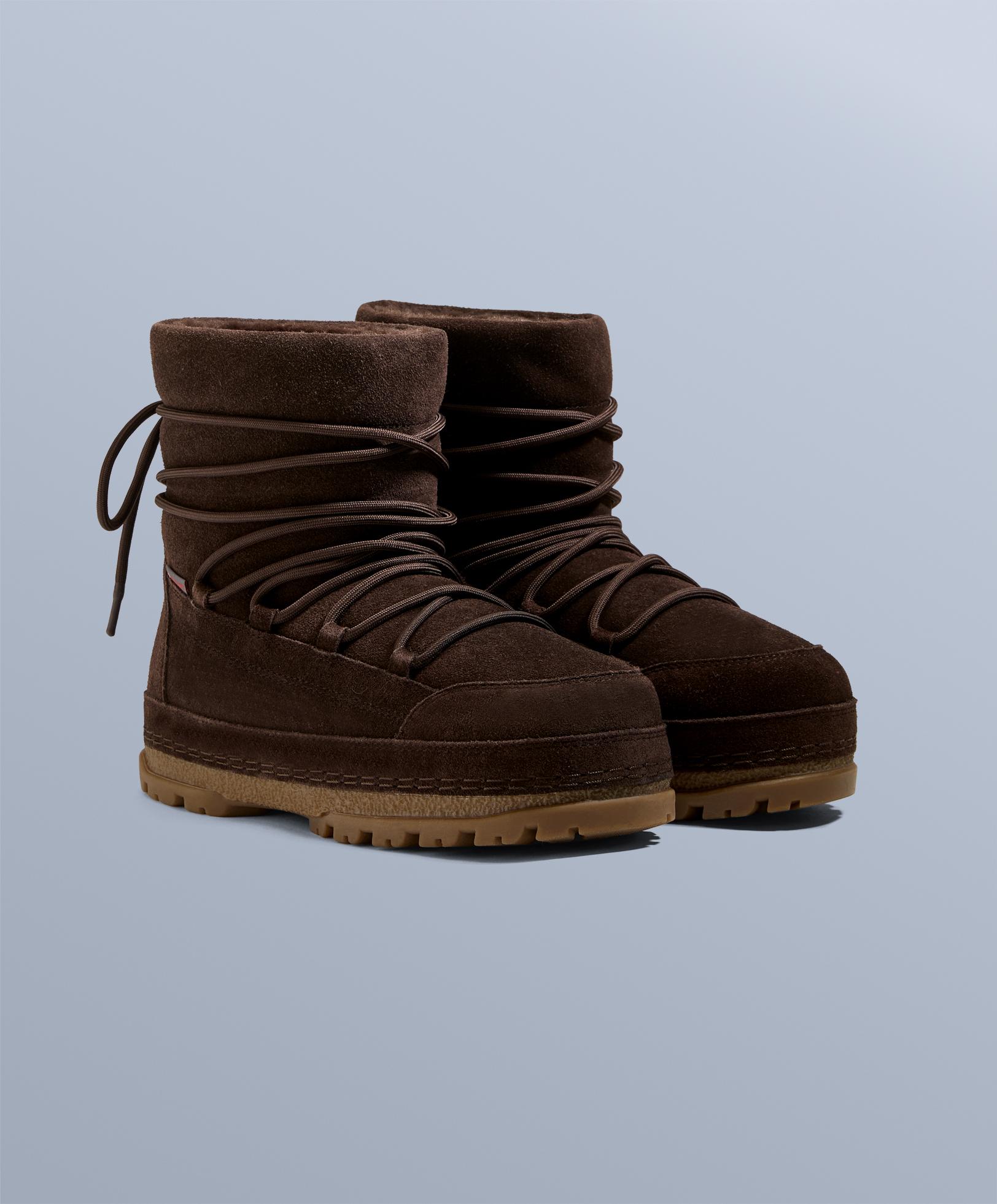 Lace-up technical split leather boots