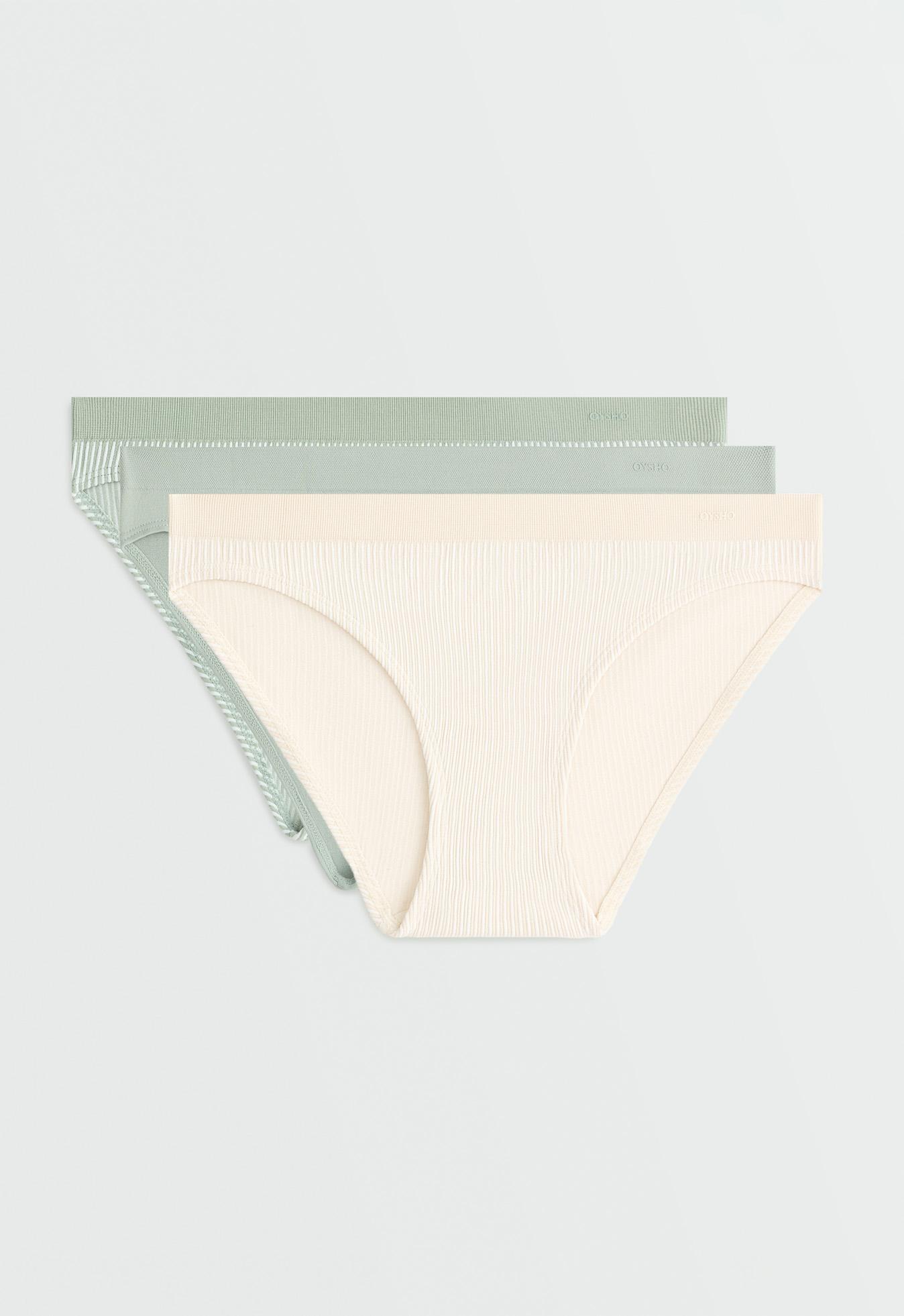 3 seamless soft-touch openwork classic briefs — APPLE GREEN